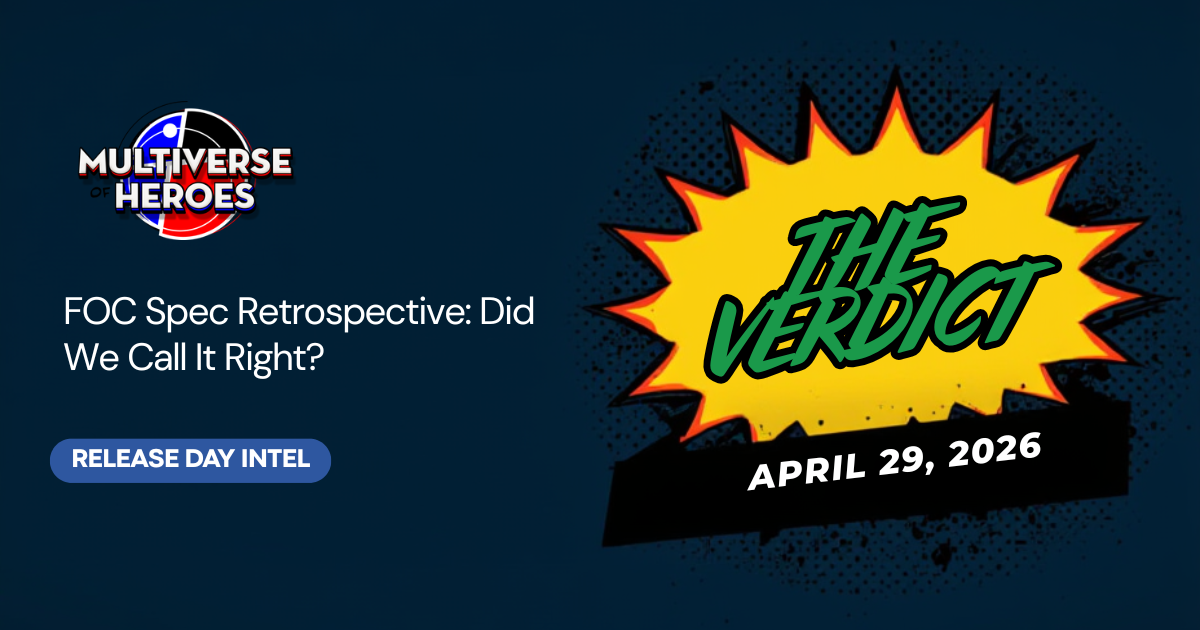 The Verdict logo with comic book grading reports and price charts showing 75% accuracy rate for 2026 speculation calls