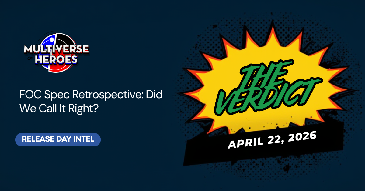 The Verdict logo with comic book grading reports and price charts showing 50% accuracy rate for 2026 speculation calls