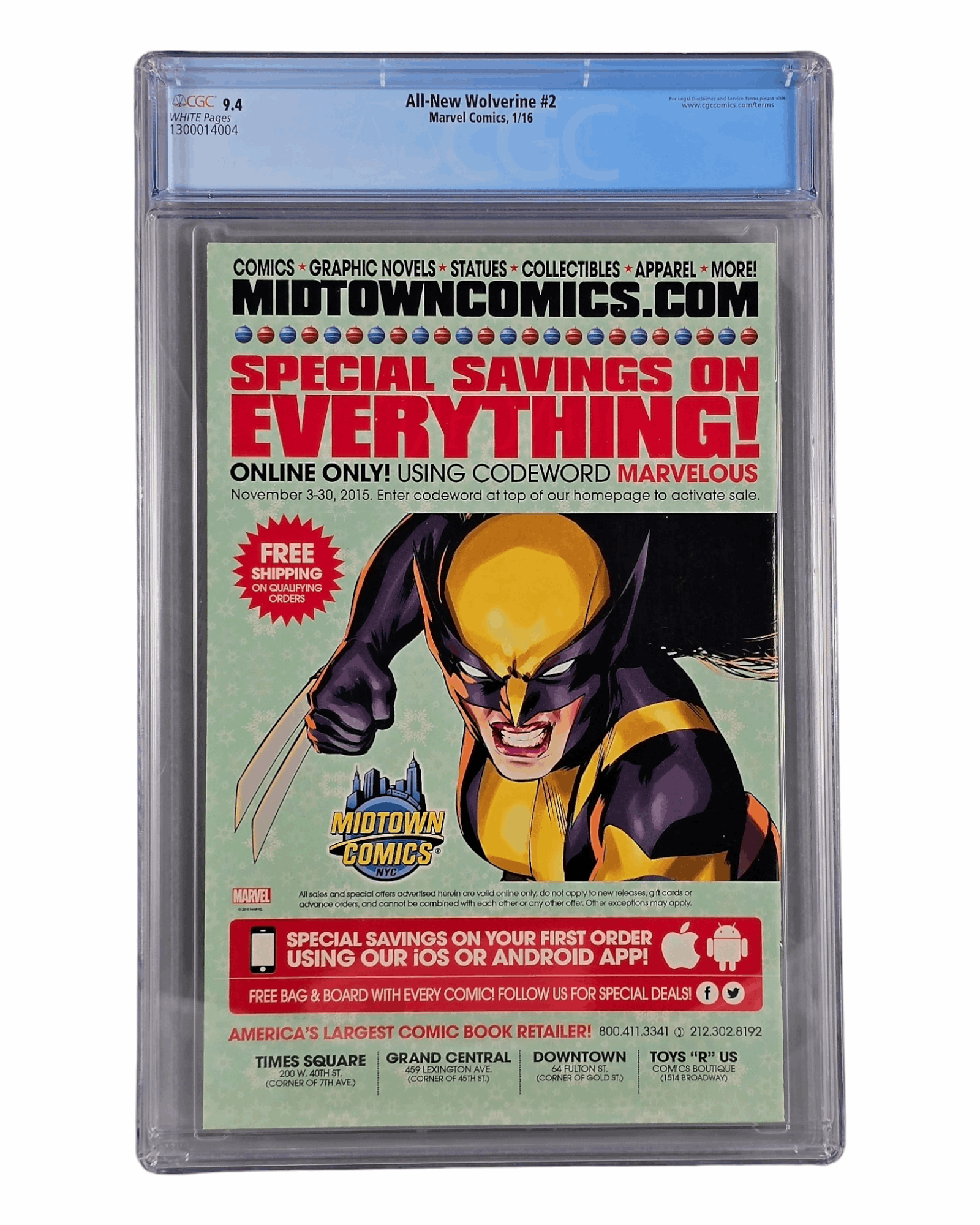 All-New Wolverine #2A, CGC 9.4 (04), Marvel '15