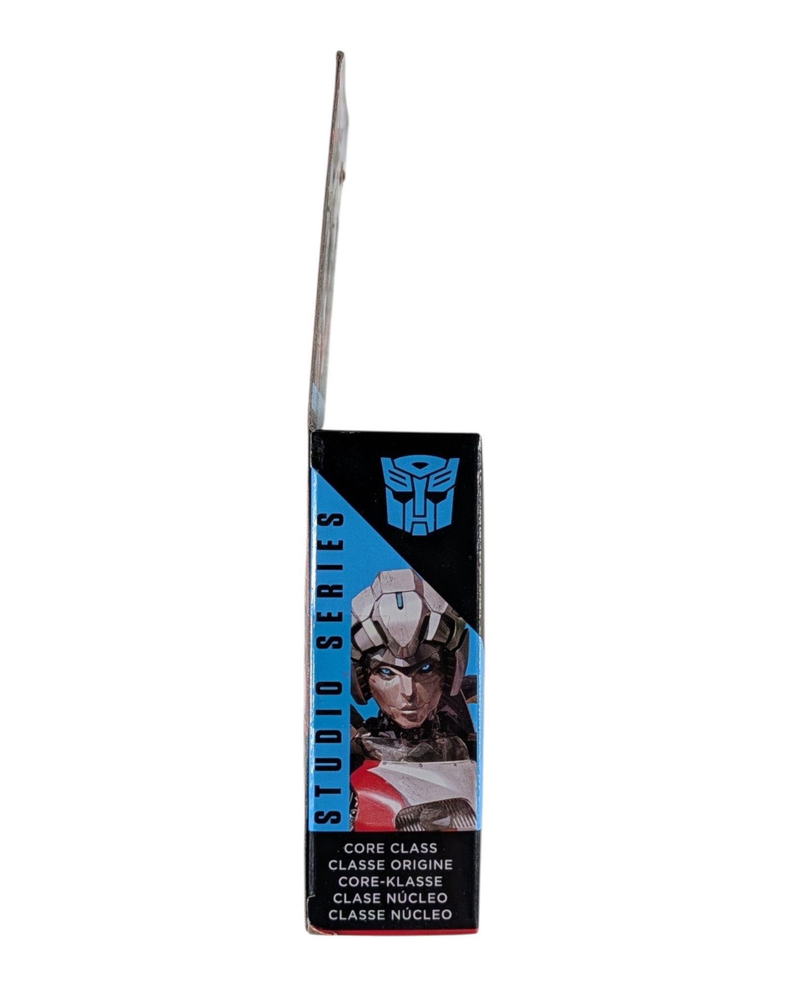Transformers Studio Series Core Class Arcee, Hasbro '23 — left edge of package