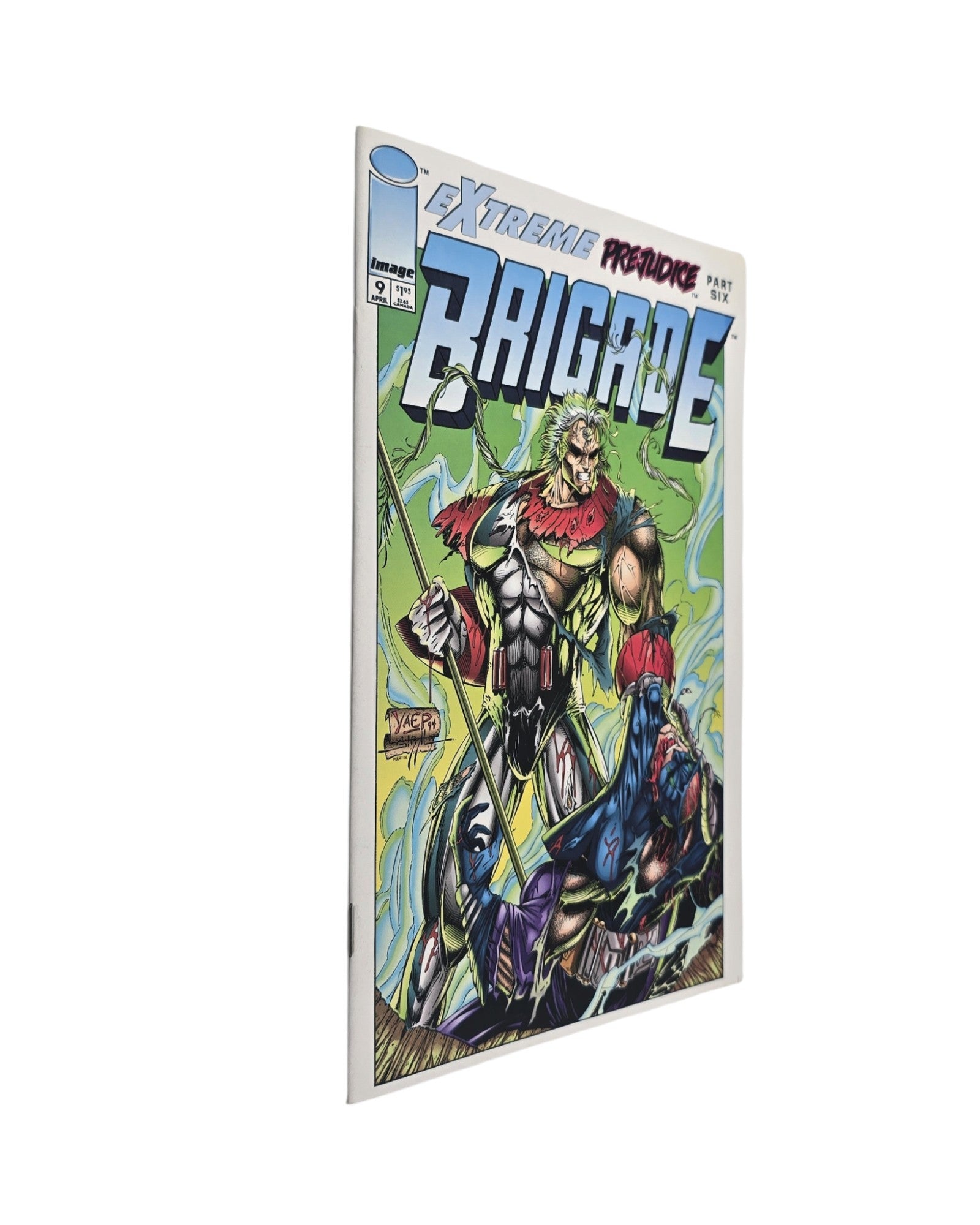 Brigade Vol. 2 #9, Extreme Prejudice Pt. 6, Image '94 — front cover, spine edge