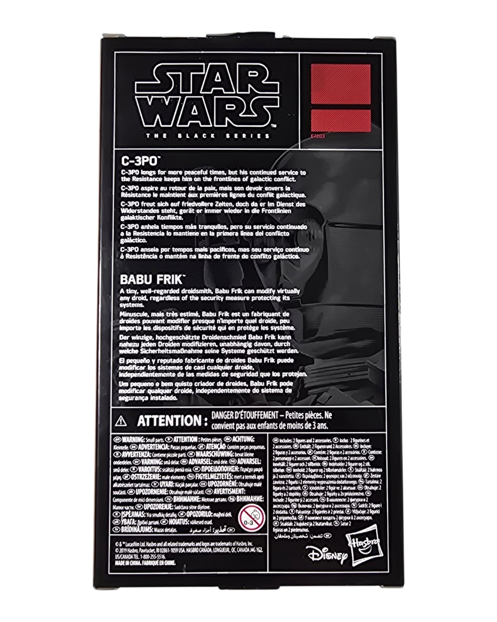 Star Wars The Black Series C-3PO and Babu Frik, Target Excl., Hasbro '19 — back of package