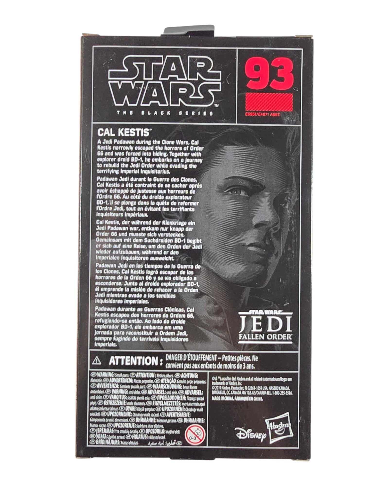 Star Wars The Black Series #93 Cal Kestis, Hasbro '19 — back of package