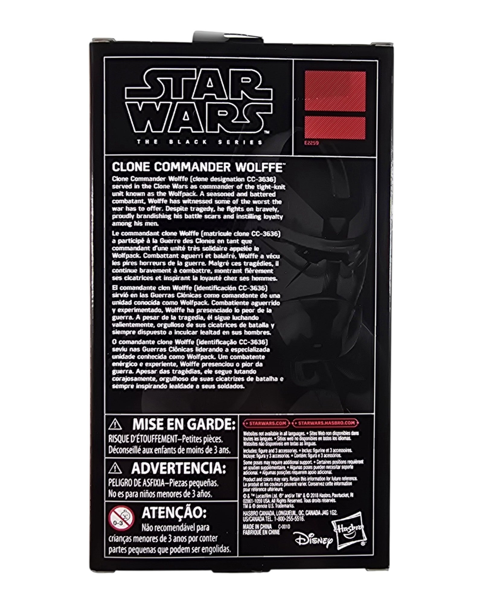 Star Wars The Black Series Clone Commander Wolffe, GameStop Excl., Hasbro '18 — back of package