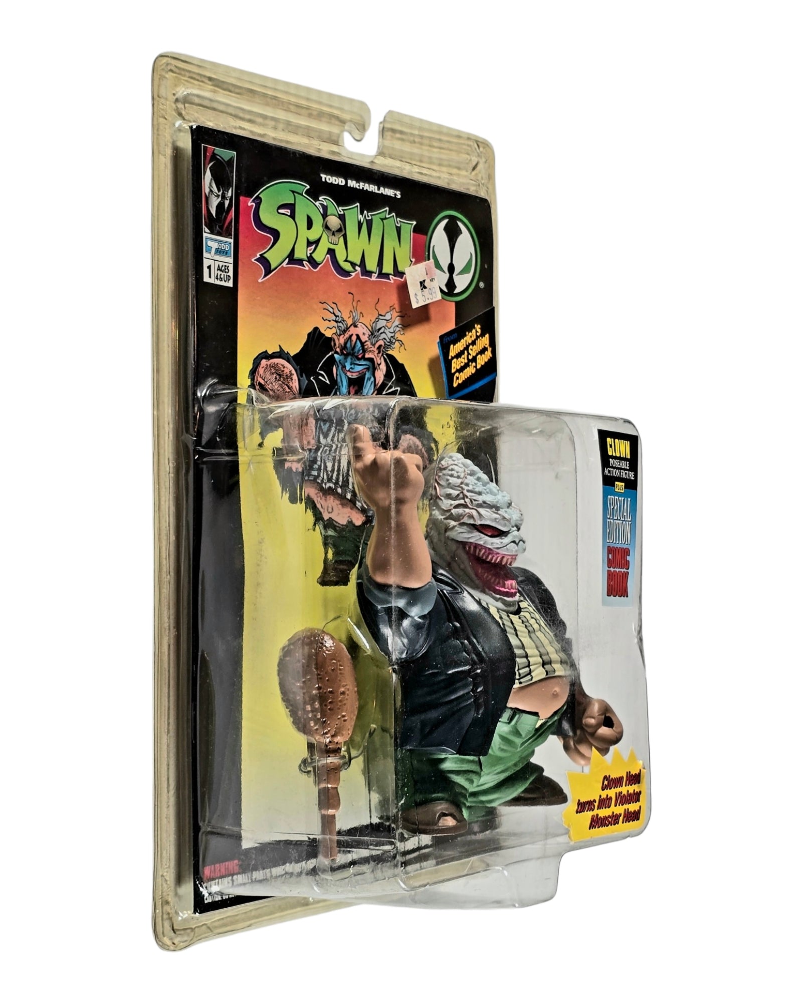 Spawn Series 1 Clown, Todd Toys '94 — left edge of package
