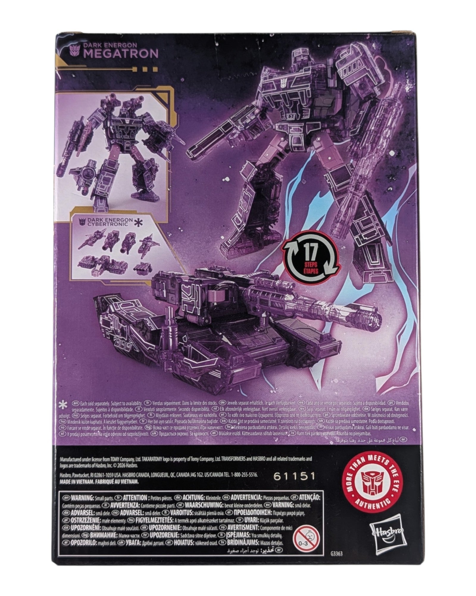 Transformers Age of the Primes Dark Energon Megatron, Walmart Excl., Hasbro '26 — back of package