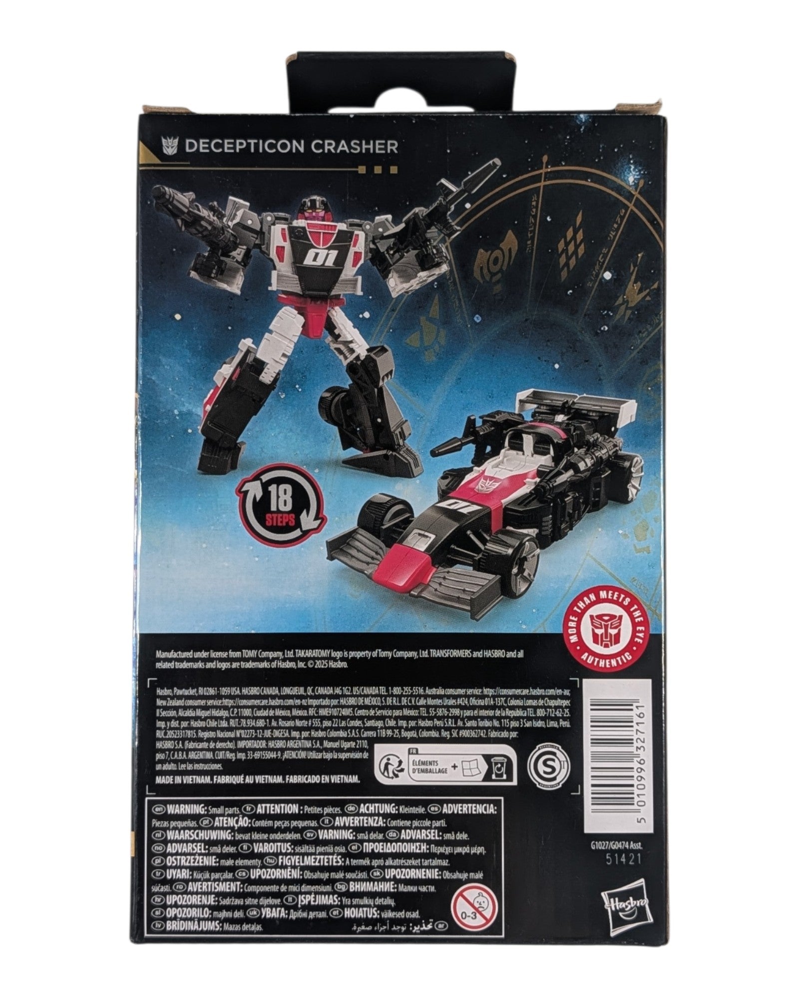 Transformers Age of the Primes Deluxe Decepticon Crasher, Hasbro '25 — back of package