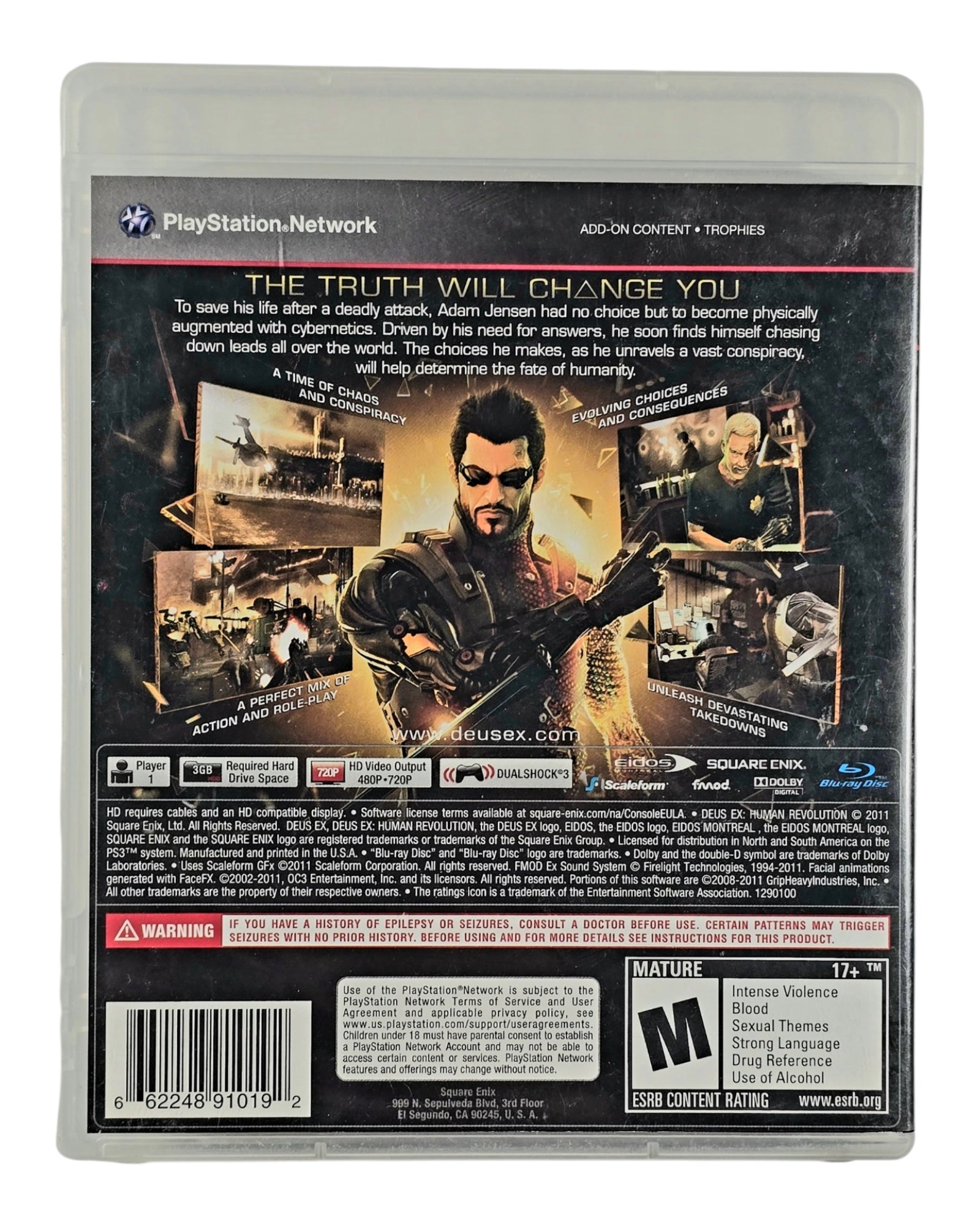 Deus Ex: Human Revolution (PlayStation 3, 2011), Complete in Case