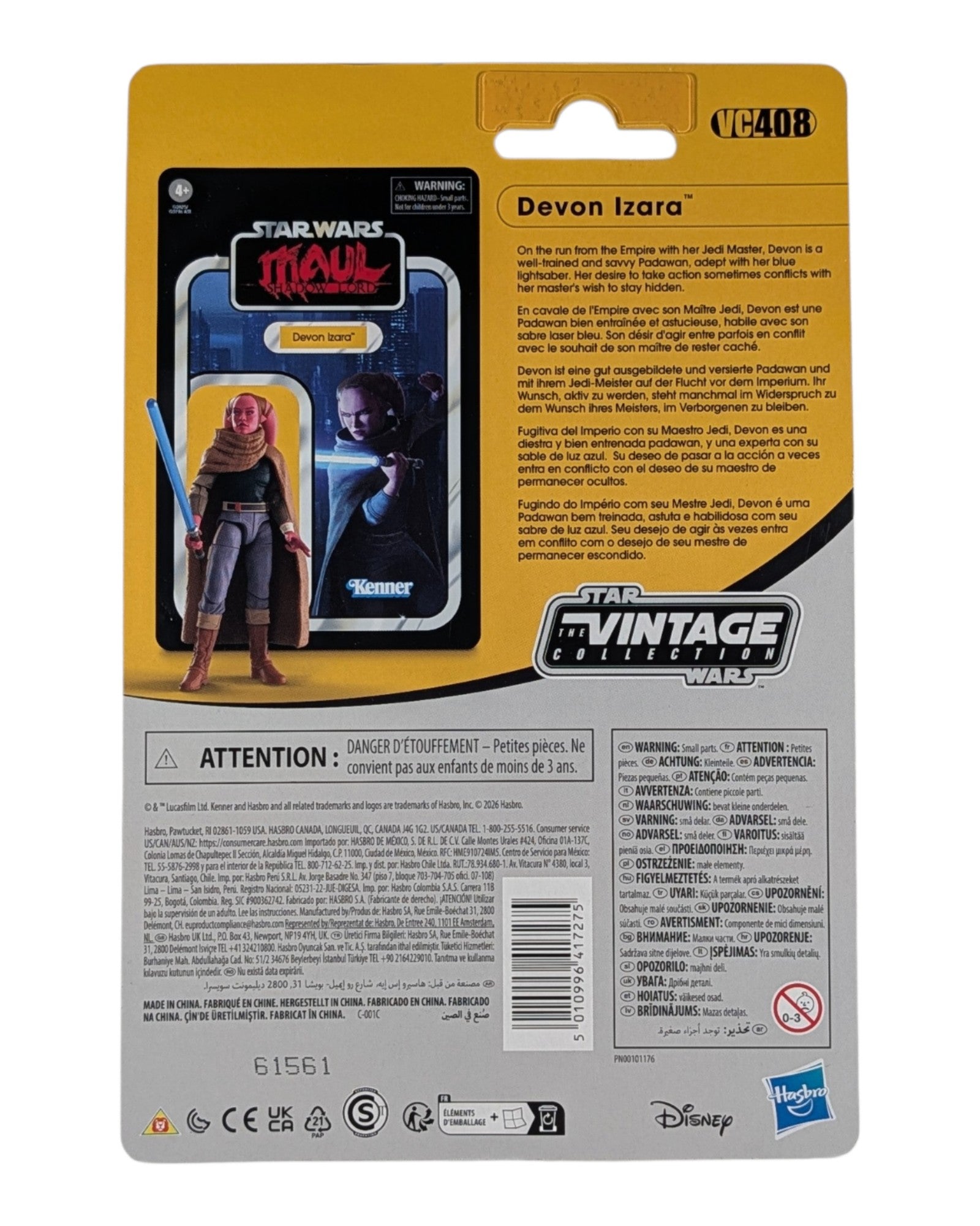 Star Wars Vintage Collection VC408 Devon Izara, Hasbro '26 — back of package