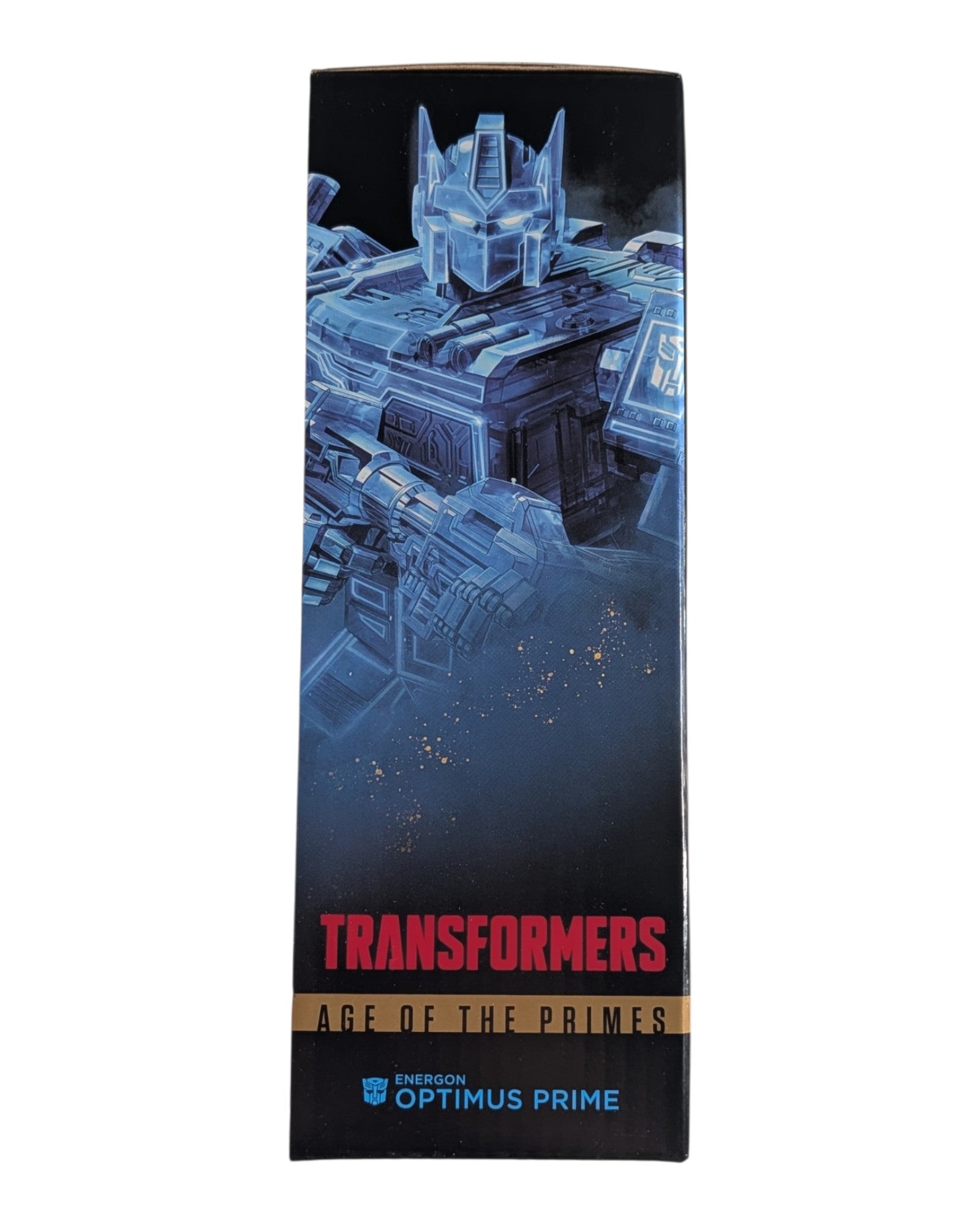 Transformers Age of the Primes Energon Optimus Prime, Hasbro '26 — left edge of package