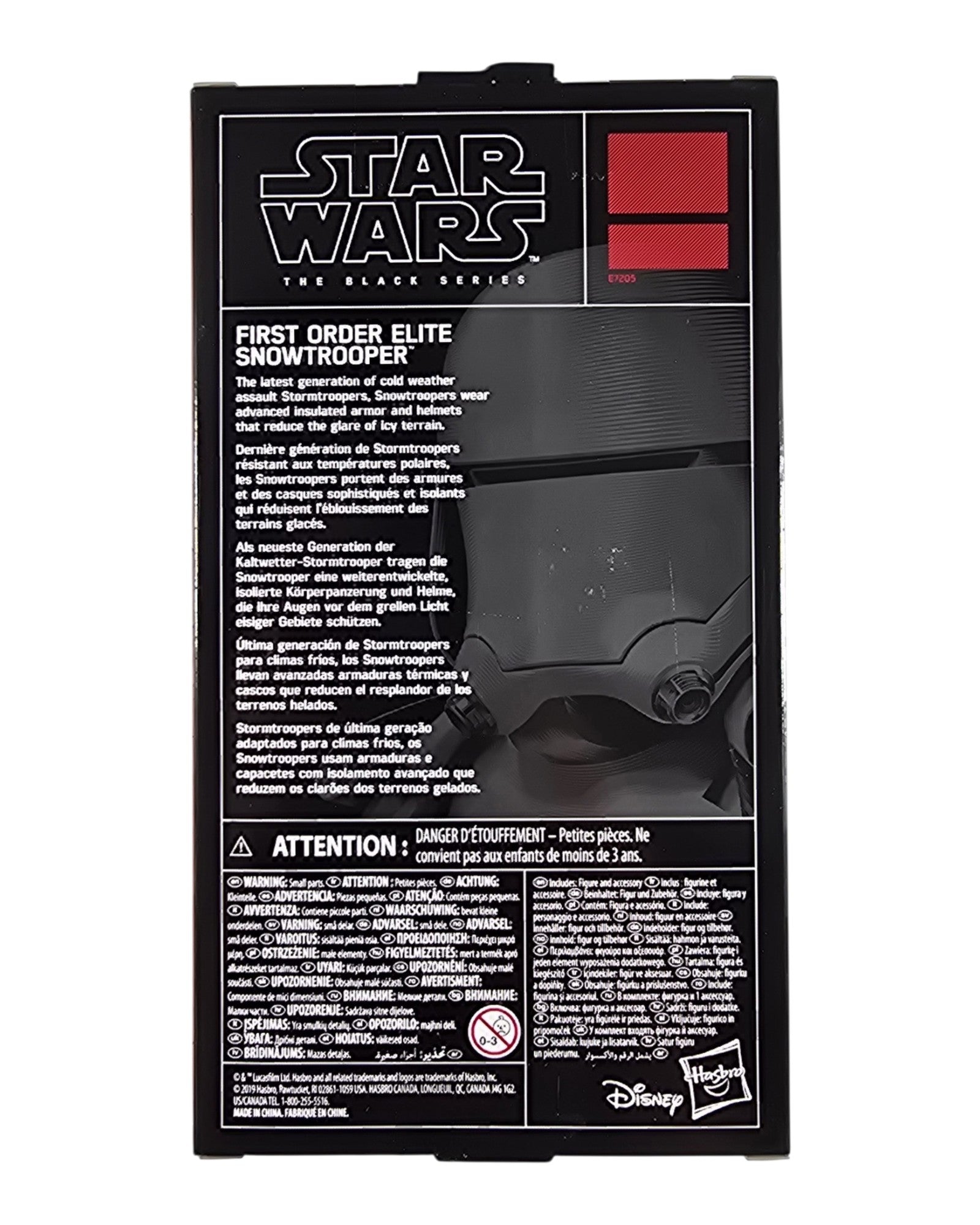 Star Wars The Black Series First Order Elite Snowtrooper, Hasbro '19 — back of package