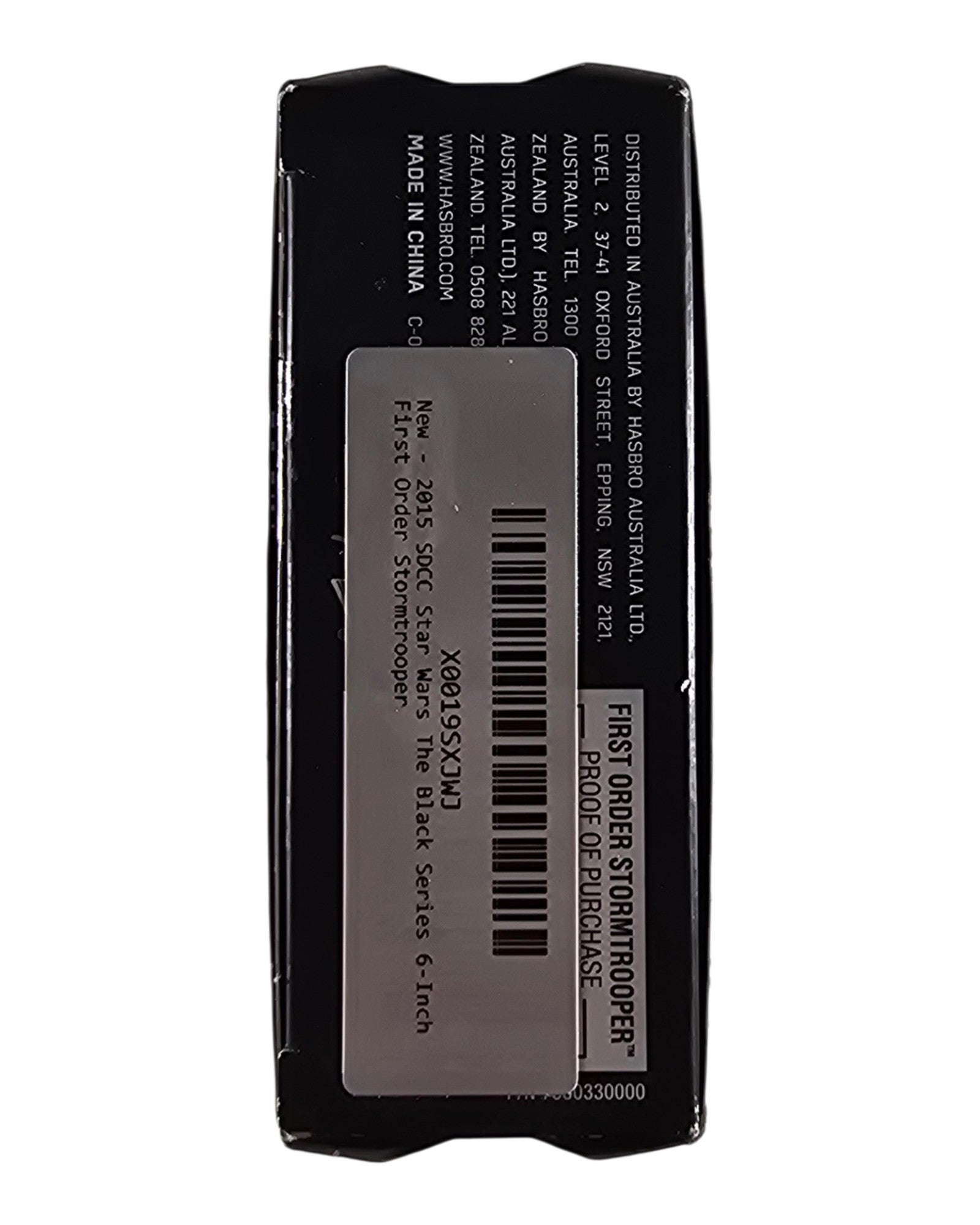 Star Wars The Black Series First Order Stormtrooper, SDCC Excl., Hasbro '15 — bottom of package