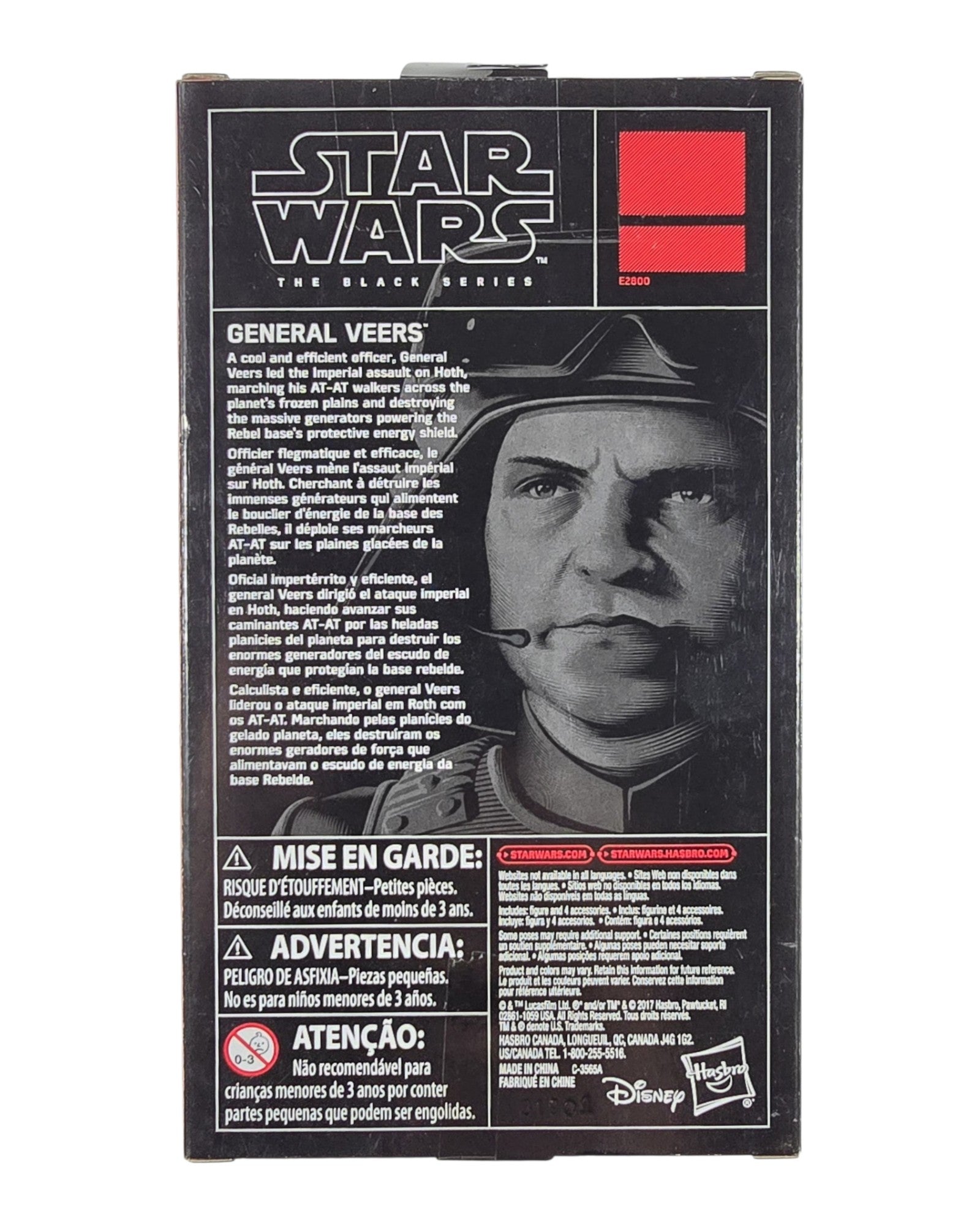 Star Wars The Black Series General Veers, Walgreens Excl., Hasbro '18 — back of package