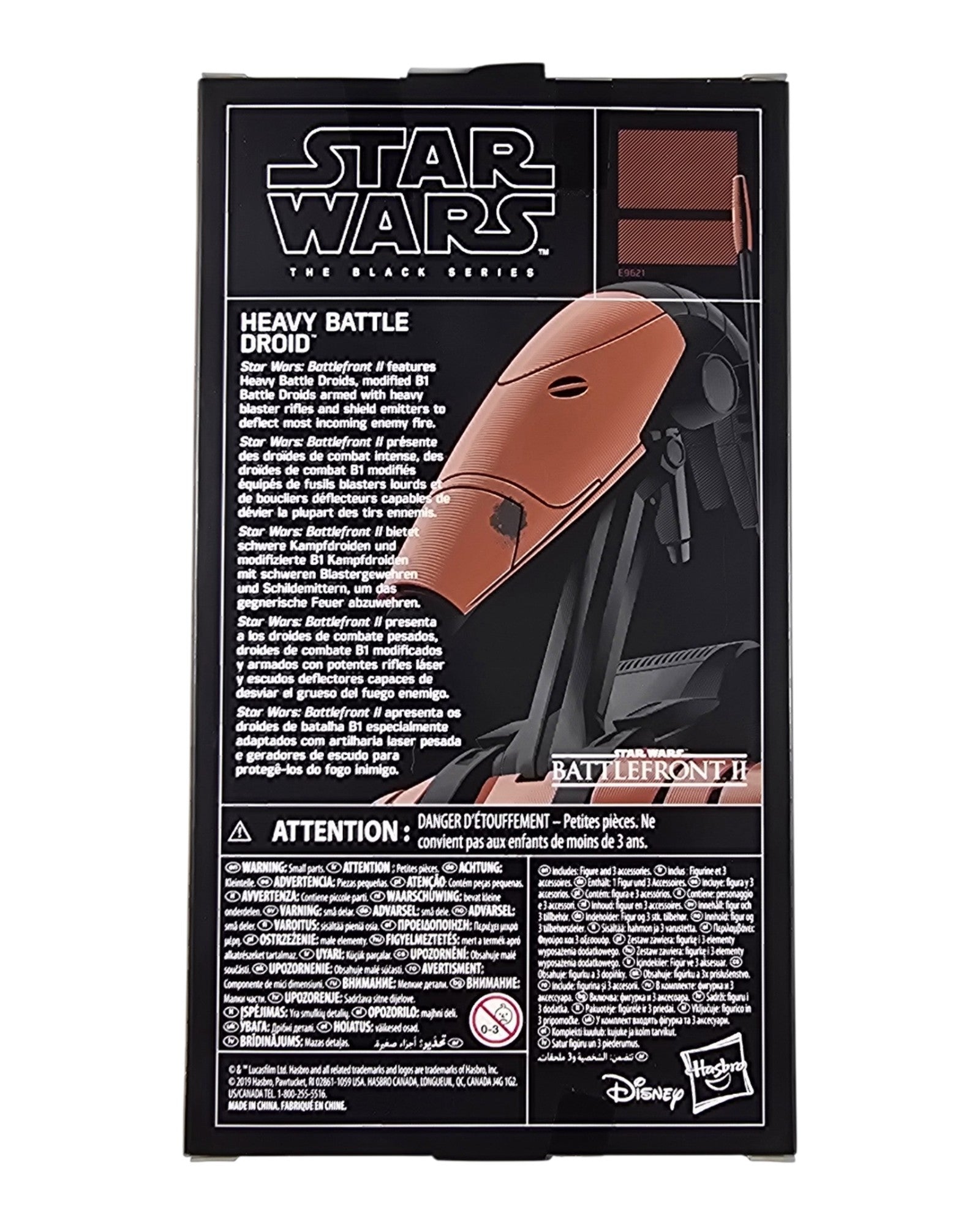 Star Wars The Black Series Heavy Battle Droid, GameStop Excl., Hasbro '20 — back of package