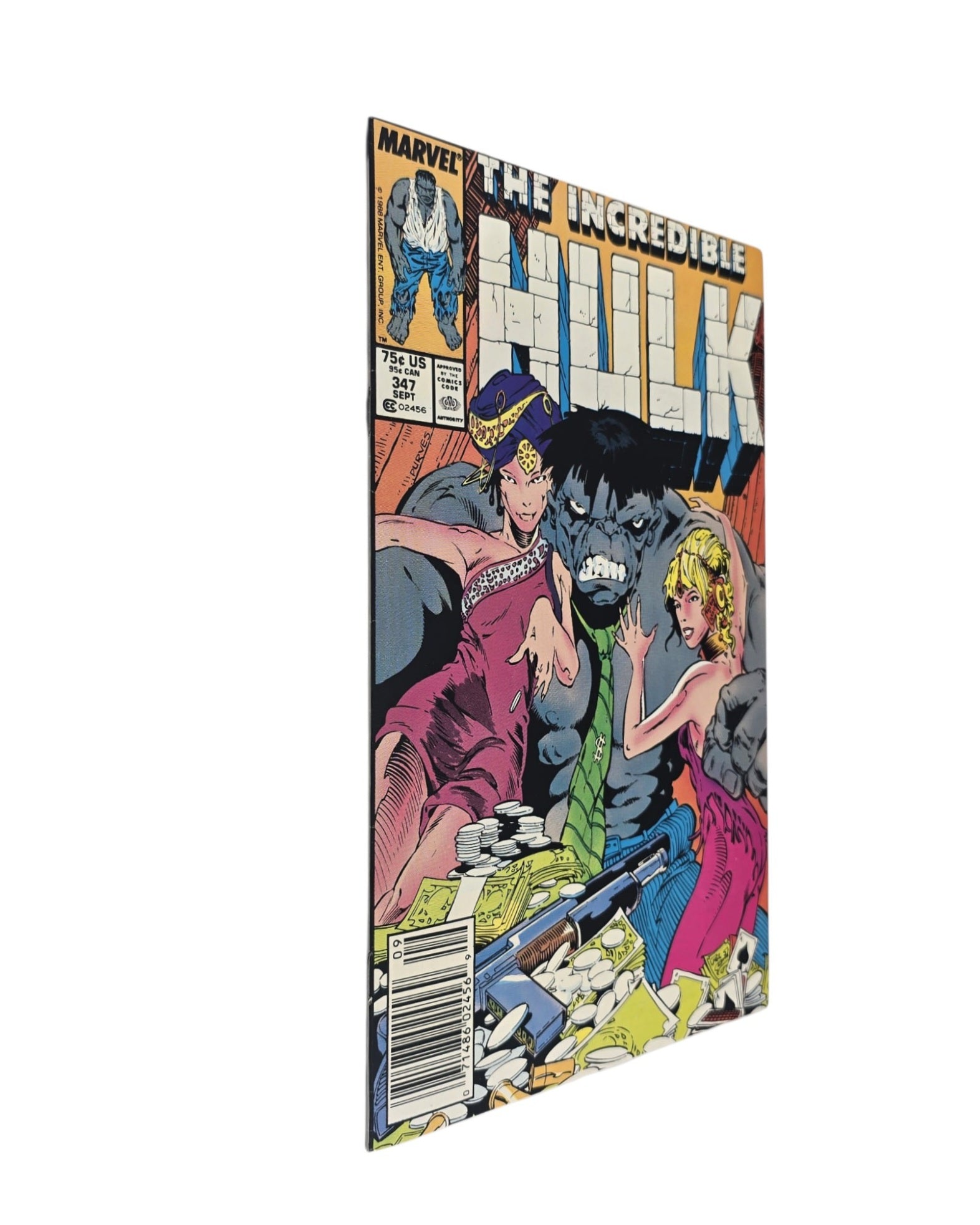 Incredible Hulk #347, Jeff Purves Cover, Marvel '88 — front cover, spine edge