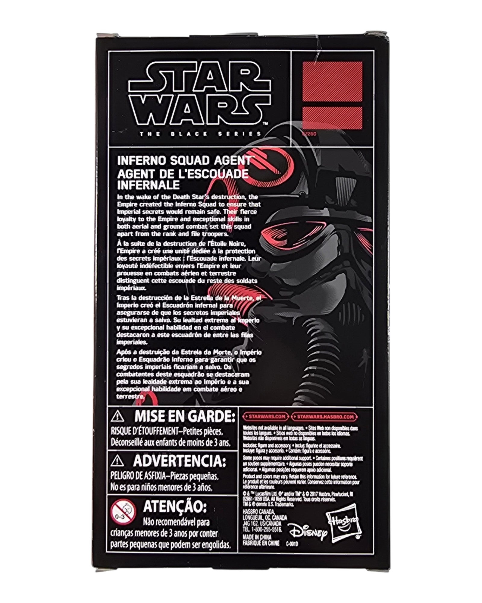Star Wars The Black Series Inferno Squad Agent, GameStop Excl., Hasbro '17 — back of package