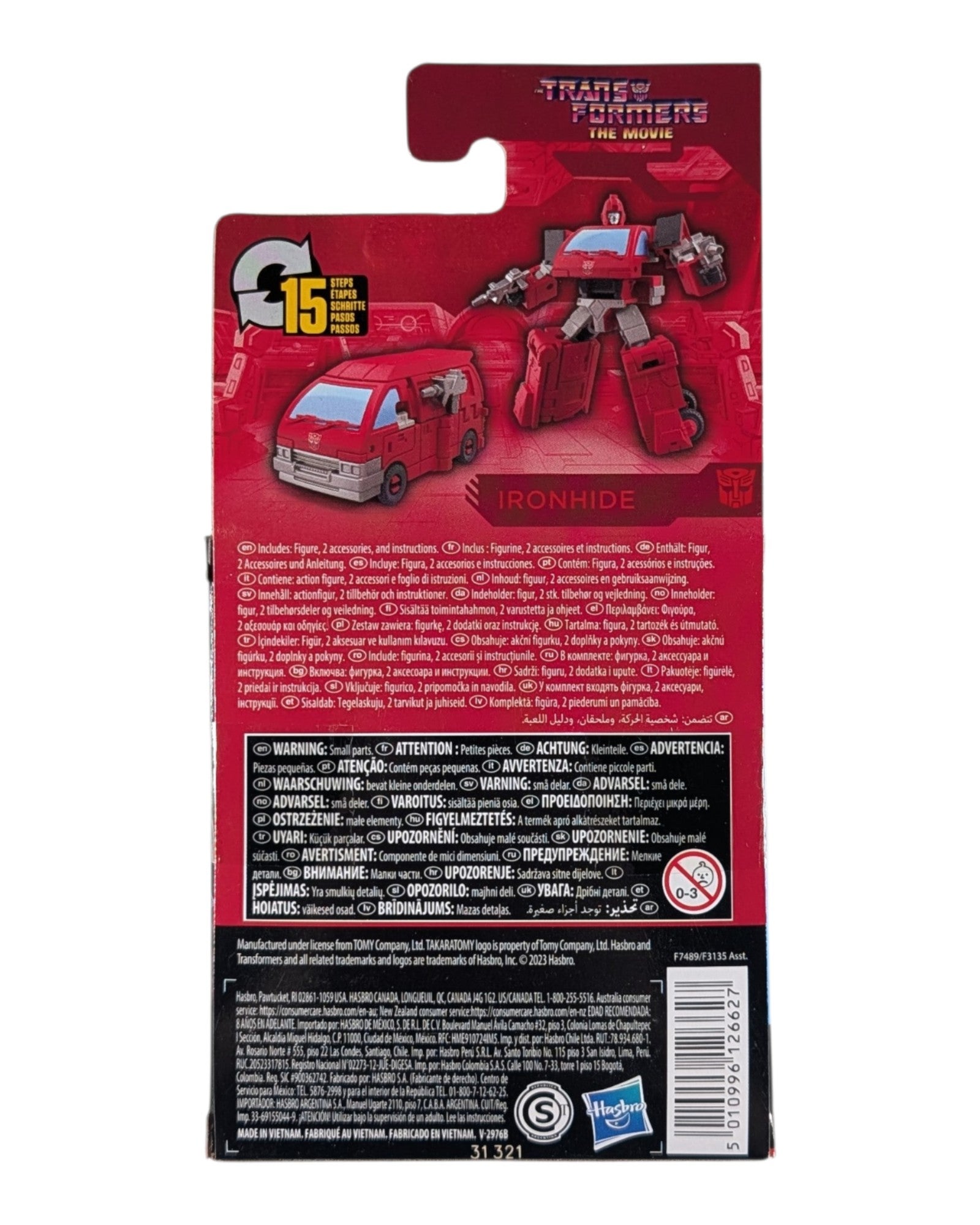 Transformers Studio Series Core Ironhide, Hasbro '23 — back of package