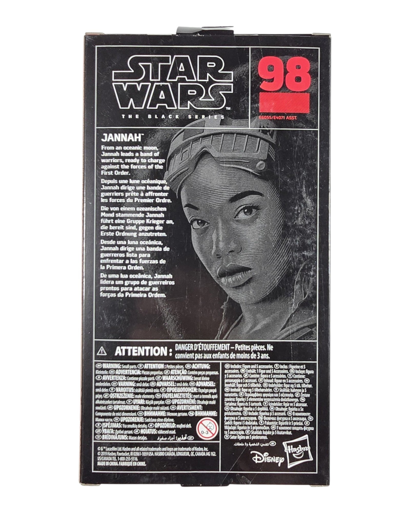 Star Wars The Black Series #98 Jannah, Hasbro '19 — back of package