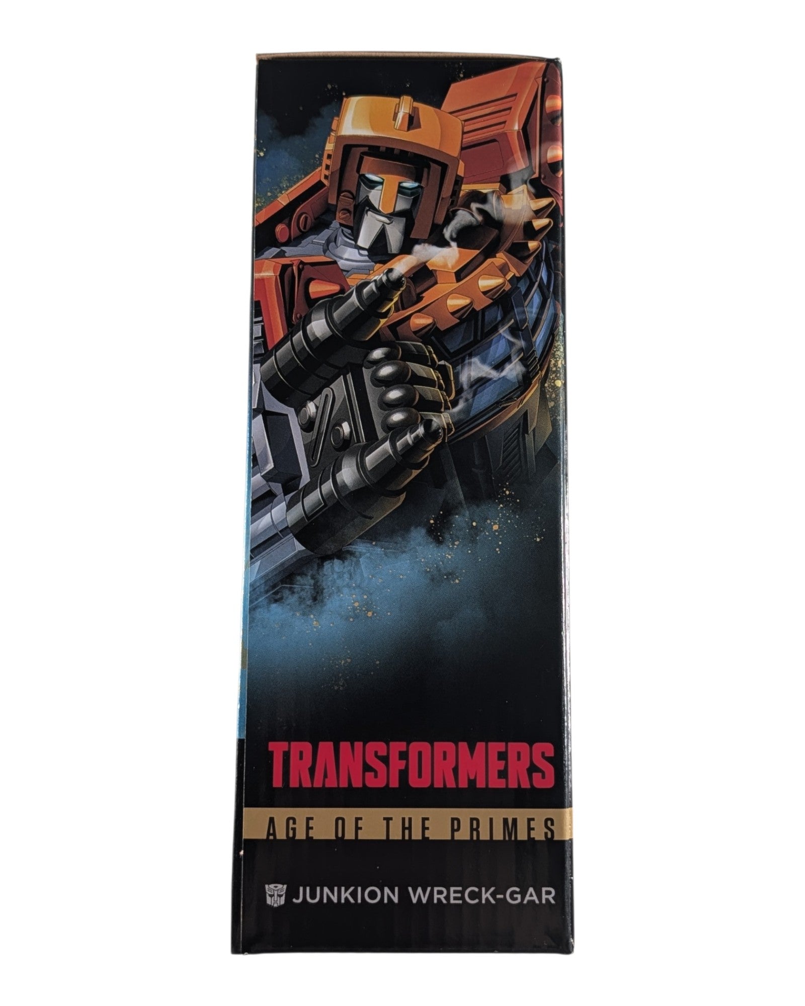 Transformers Age of the Primes Voyager Junkion Wreck-Gar, Hasbro '26 — left edge of package