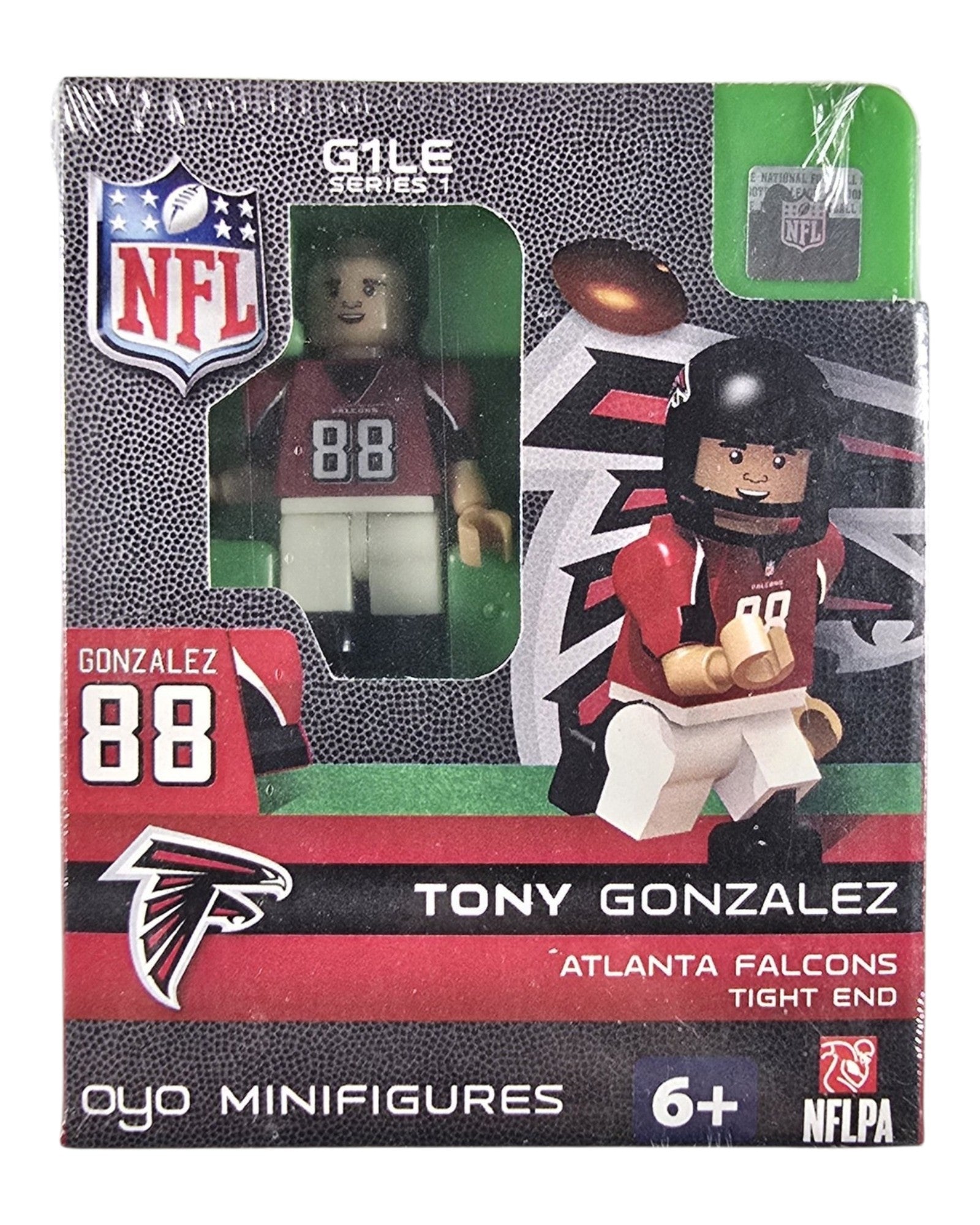 NFL OYO Falcons Lot of 3: Gonzalez, Jackson, White, OYO Sportstoys '13: Tony Gonzalez, front of package