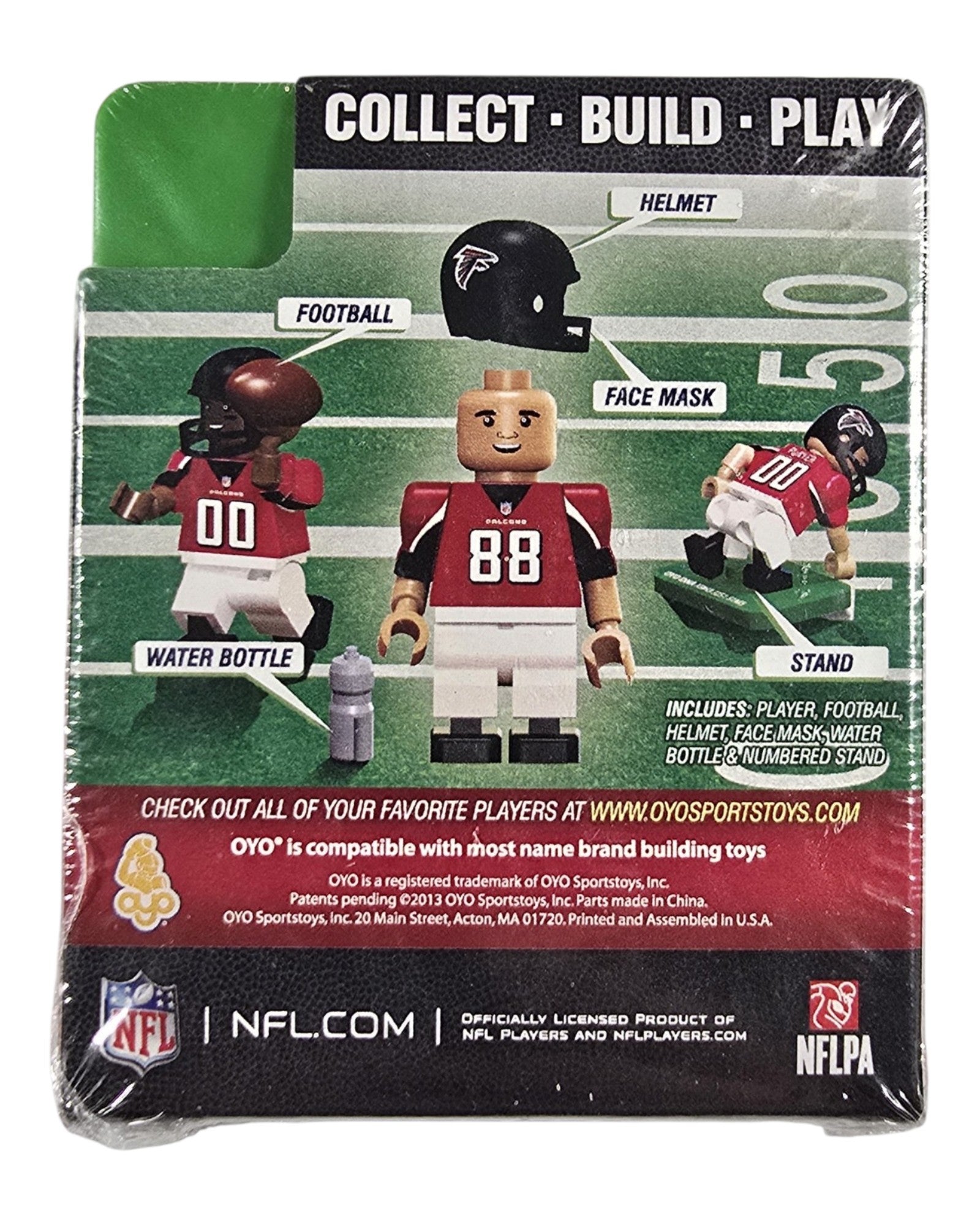 NFL OYO Falcons Lot of 3: Gonzalez, Jackson, White, OYO Sportstoys '13: Tony Gonzalez, back of package