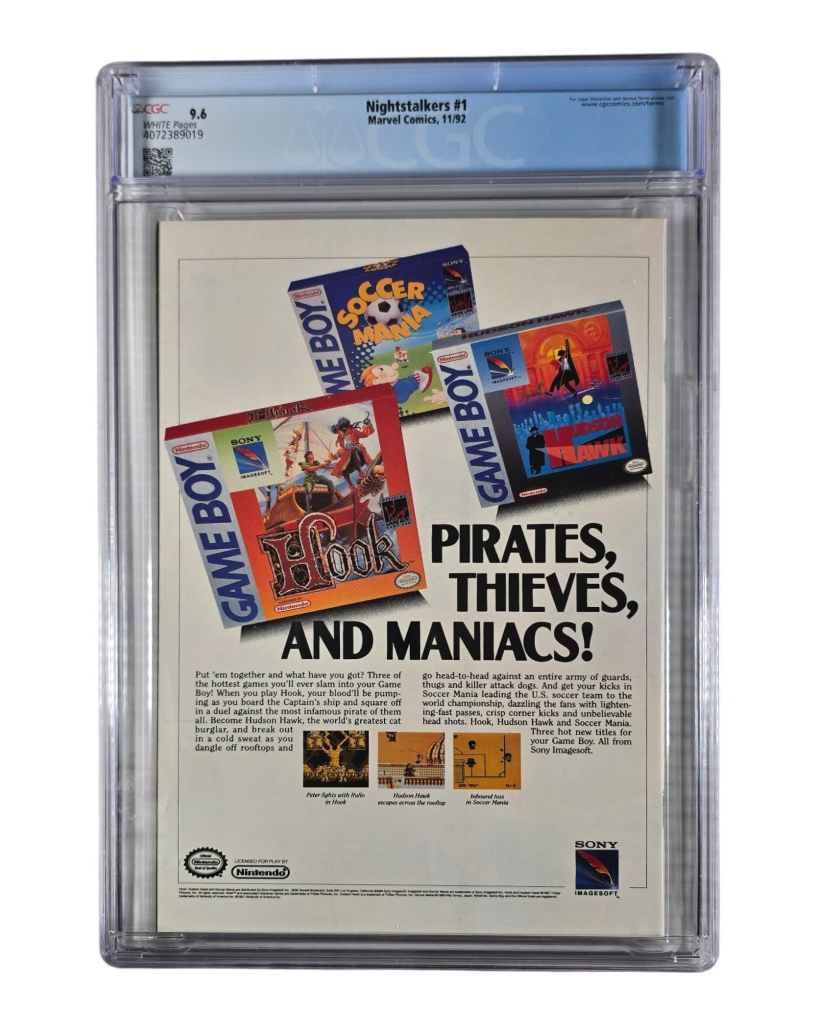 Nightstalkers Vol. 1 #1, CGC 9.6 (19), Marvel '92 — back of package
