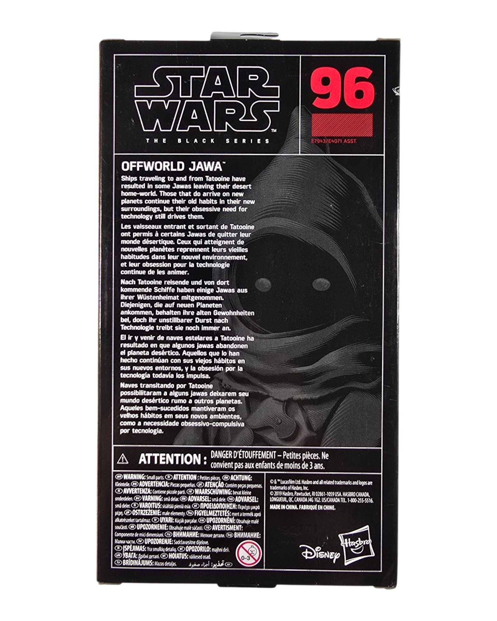 Star Wars The Black Series #96 Offworld Jawa, Hasbro '19 — back of package