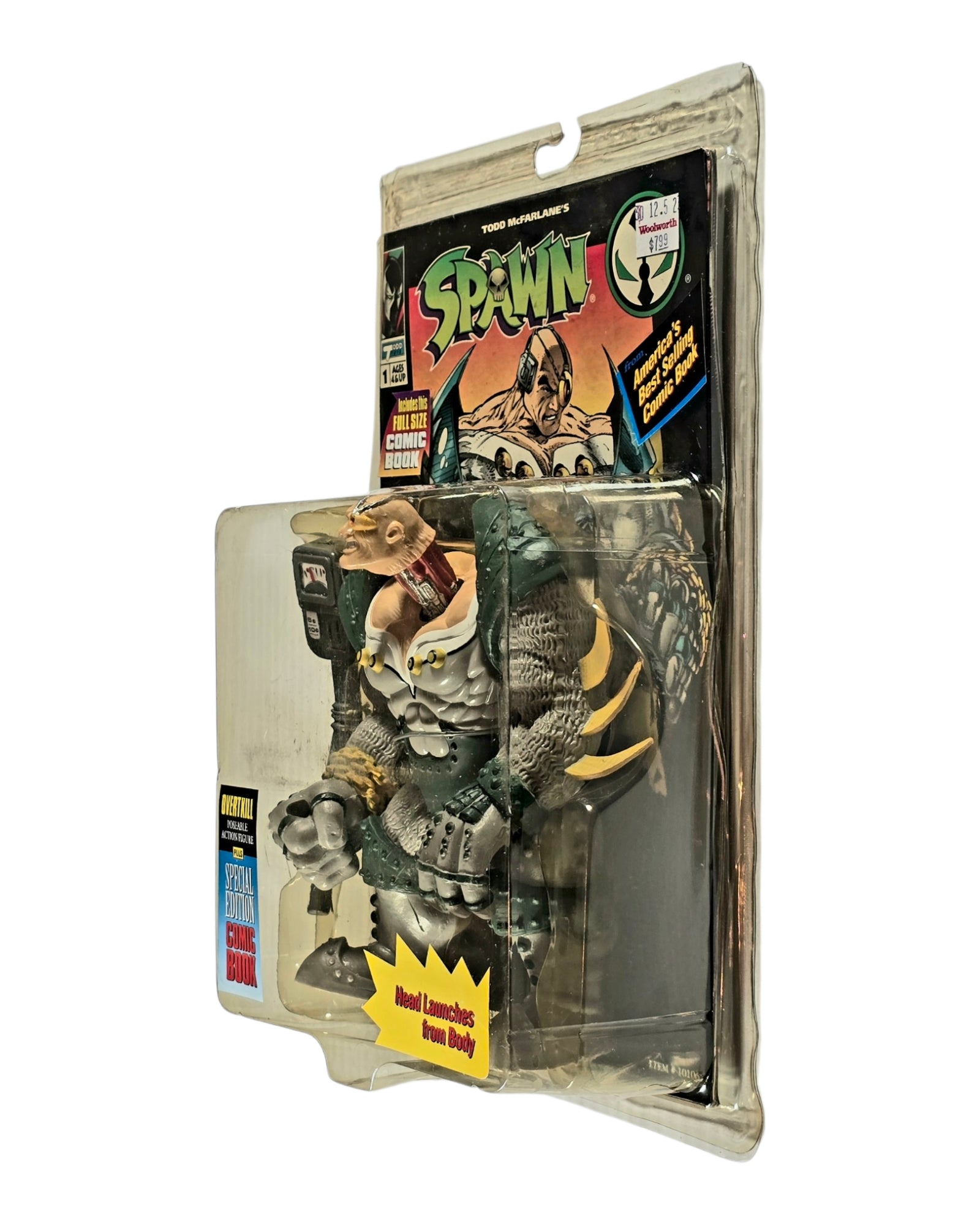 Spawn Series 1 Overt-Kill Green Paint Variant, Todd Toys '94 — right edge of package