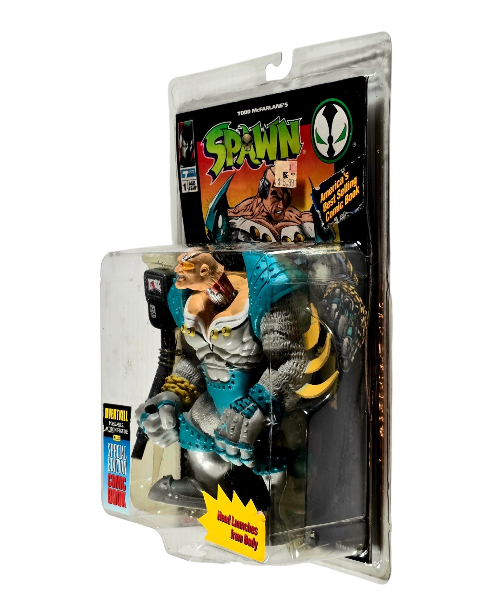 Spawn Series 1 Overt-Kill Teal Paint Variant, Todd Toys '94 — right edge of package