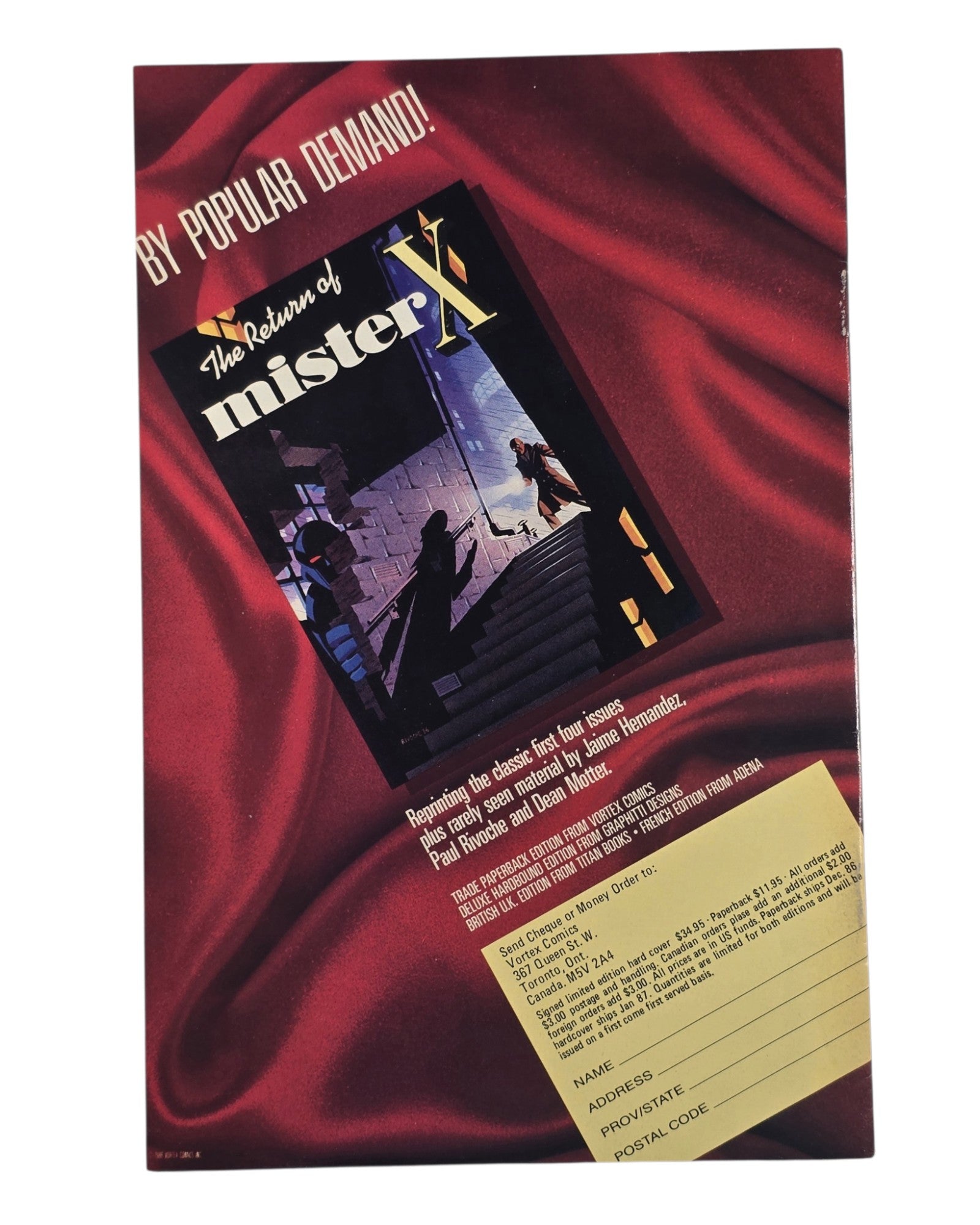 Paradax! #1, Brendan McCarthy Cover, Vortex '87 — back of package