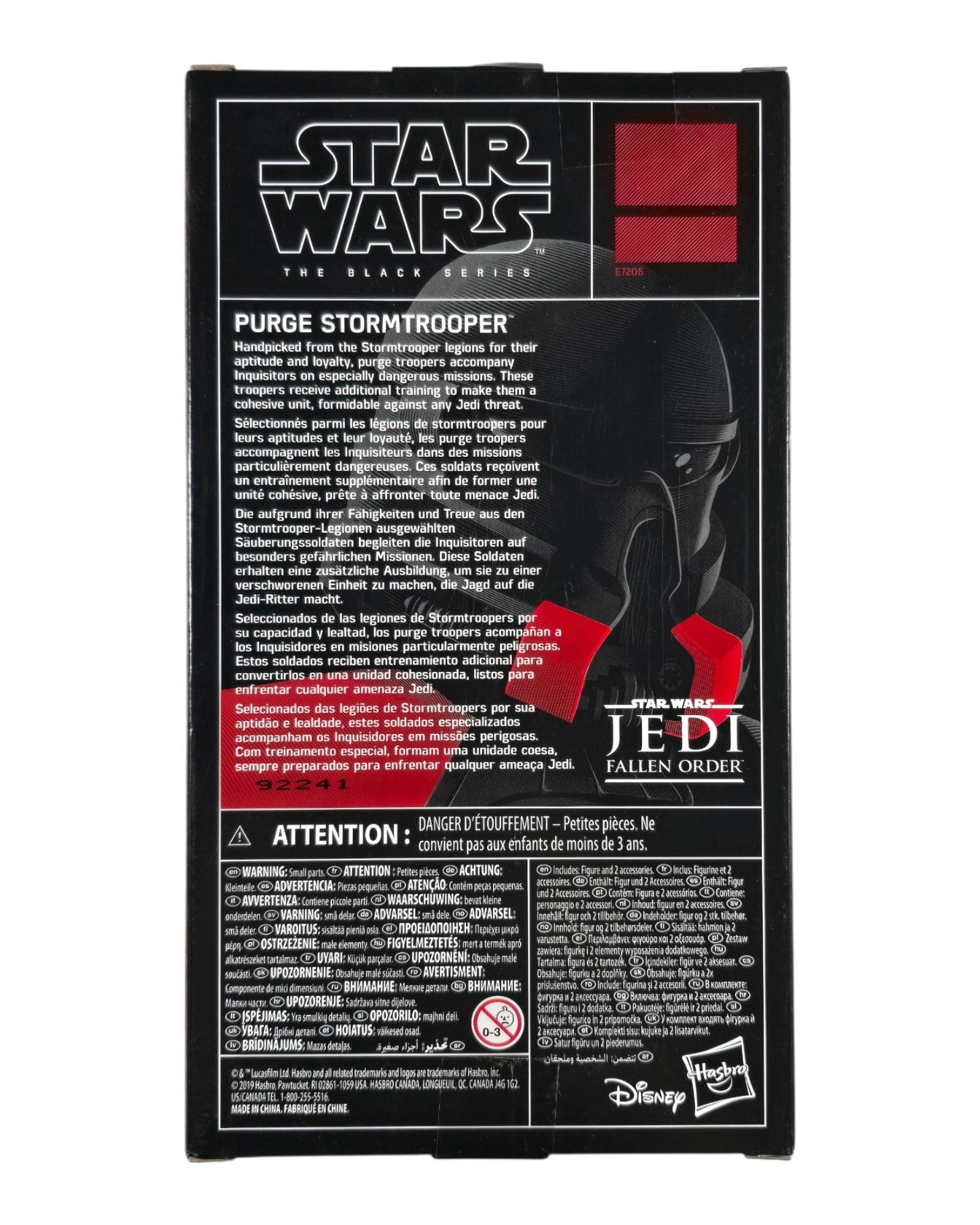 Star Wars The Black Series Purge Stormtrooper, GameStop Excl., Hasbro '19 — back of package