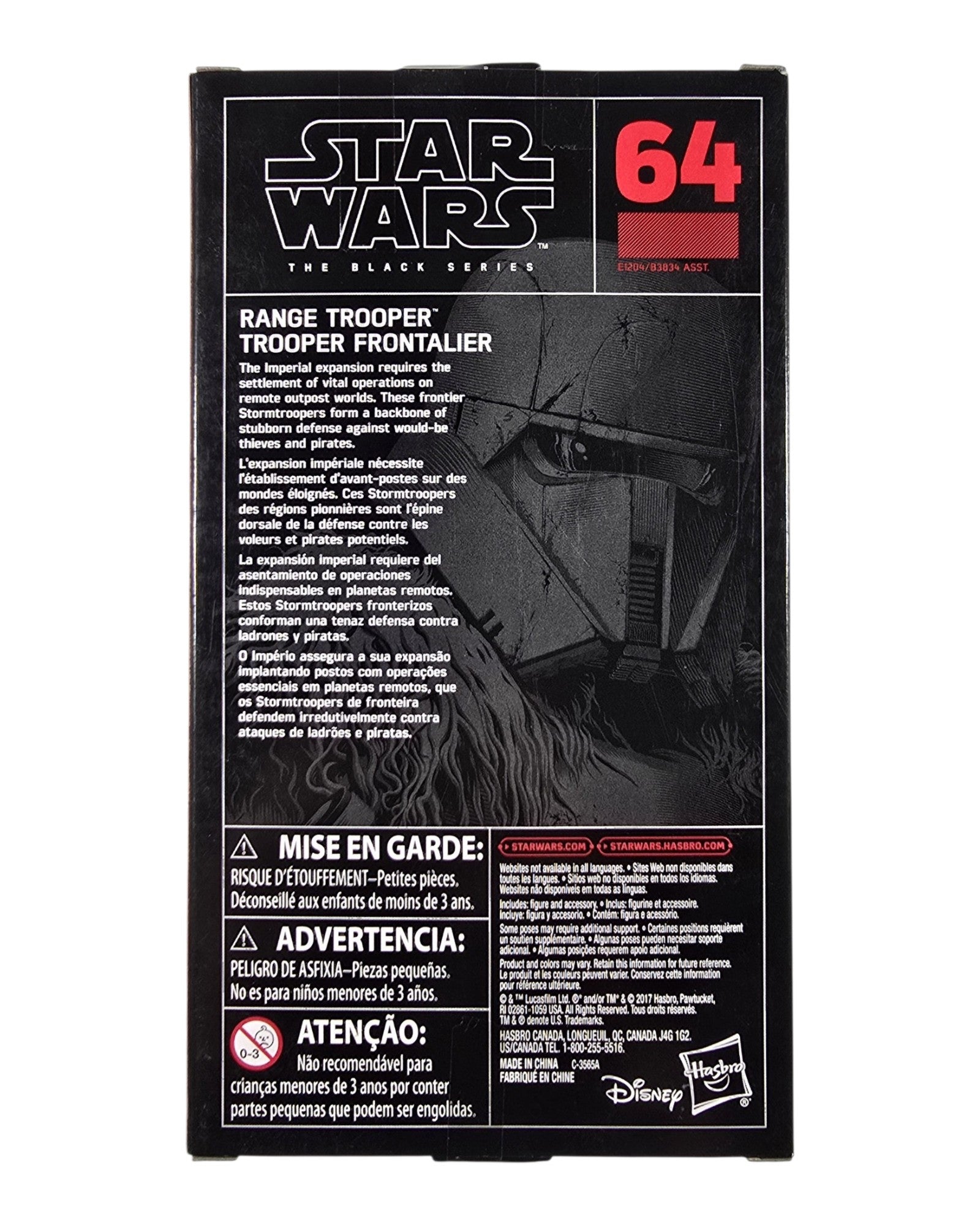 Star Wars The Black Series #64 Range Trooper, Hasbro '18 — back of package