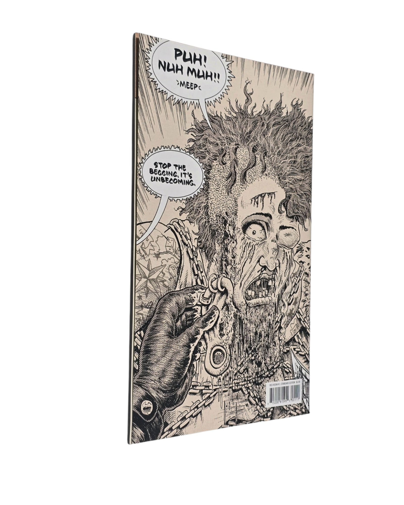 Red Room #1A, Ed Piskor Cover, Fantagraphics '21 — back cover, fore edge