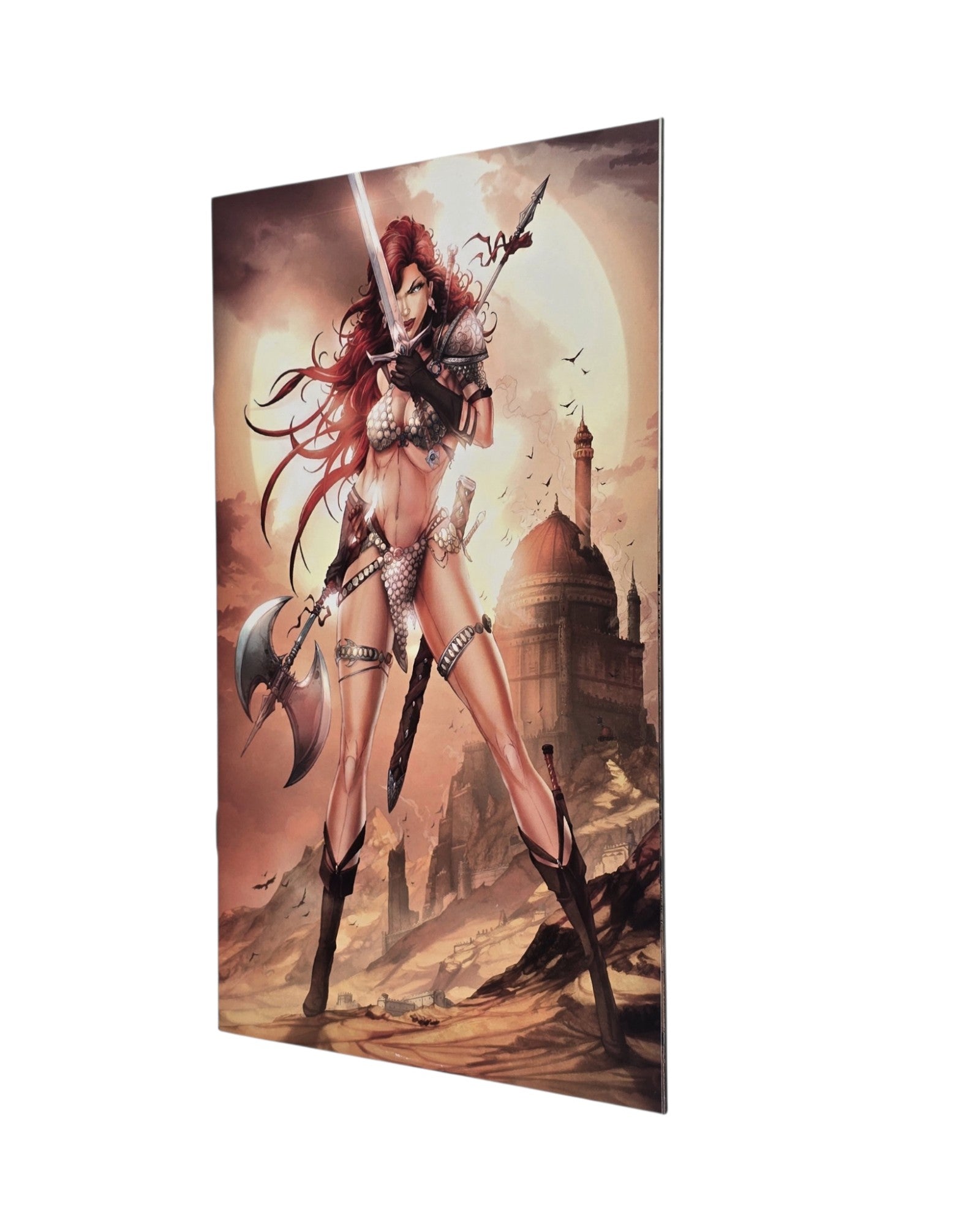 Red Sonja Vol. 5 #1U, 7ate9 Comics Virgin, Jamie Tyndall, Dynamite '19 — front cover, fore edge