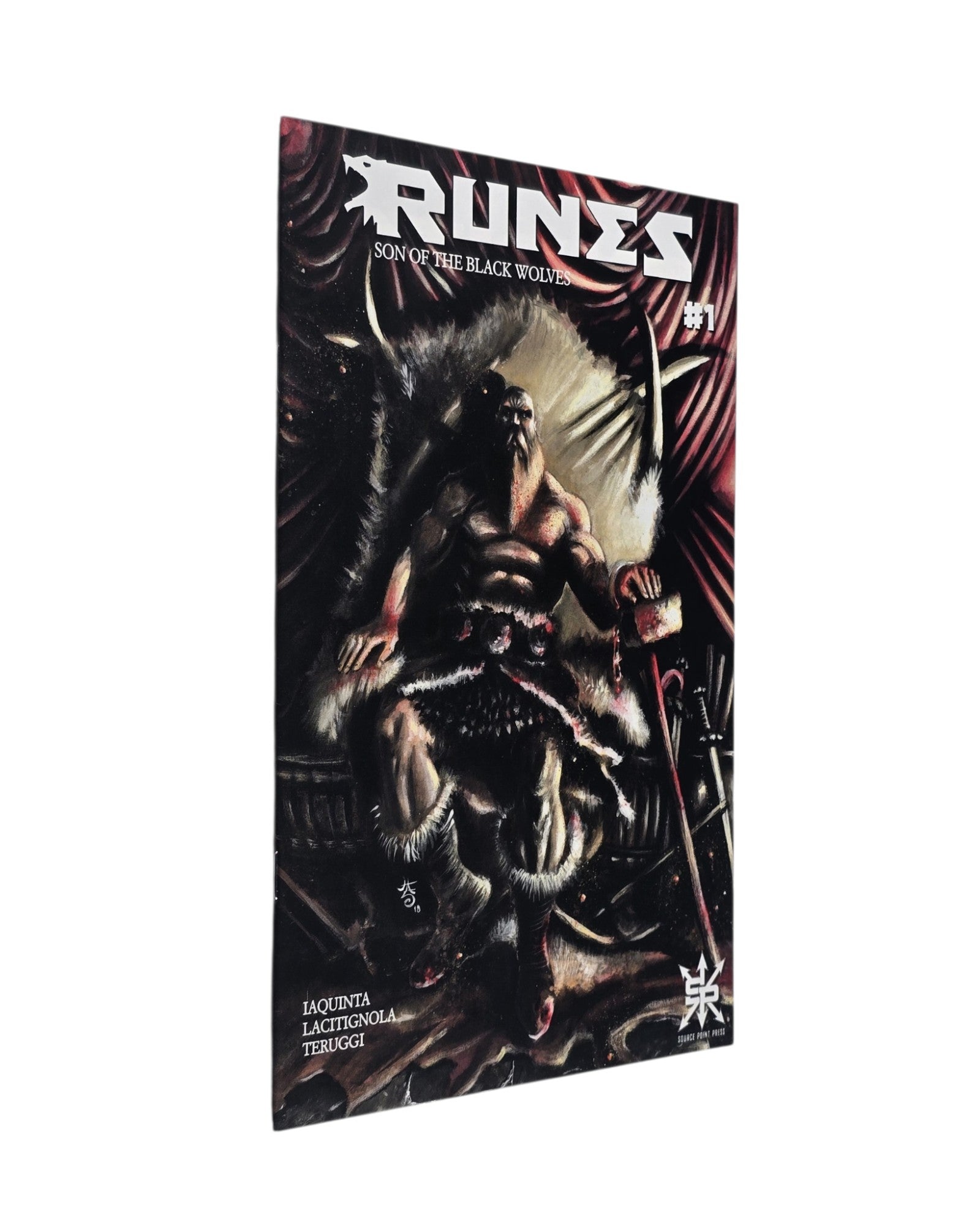 Runes #1, Source Point Press '21 — front cover, spine edge