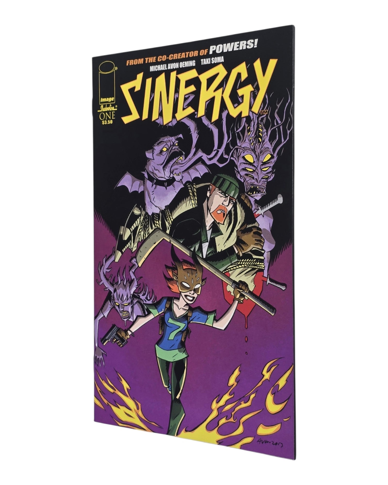 Sinergy #1, Michael Avon Oeming Cover, Image '14 — front cover, fore edge