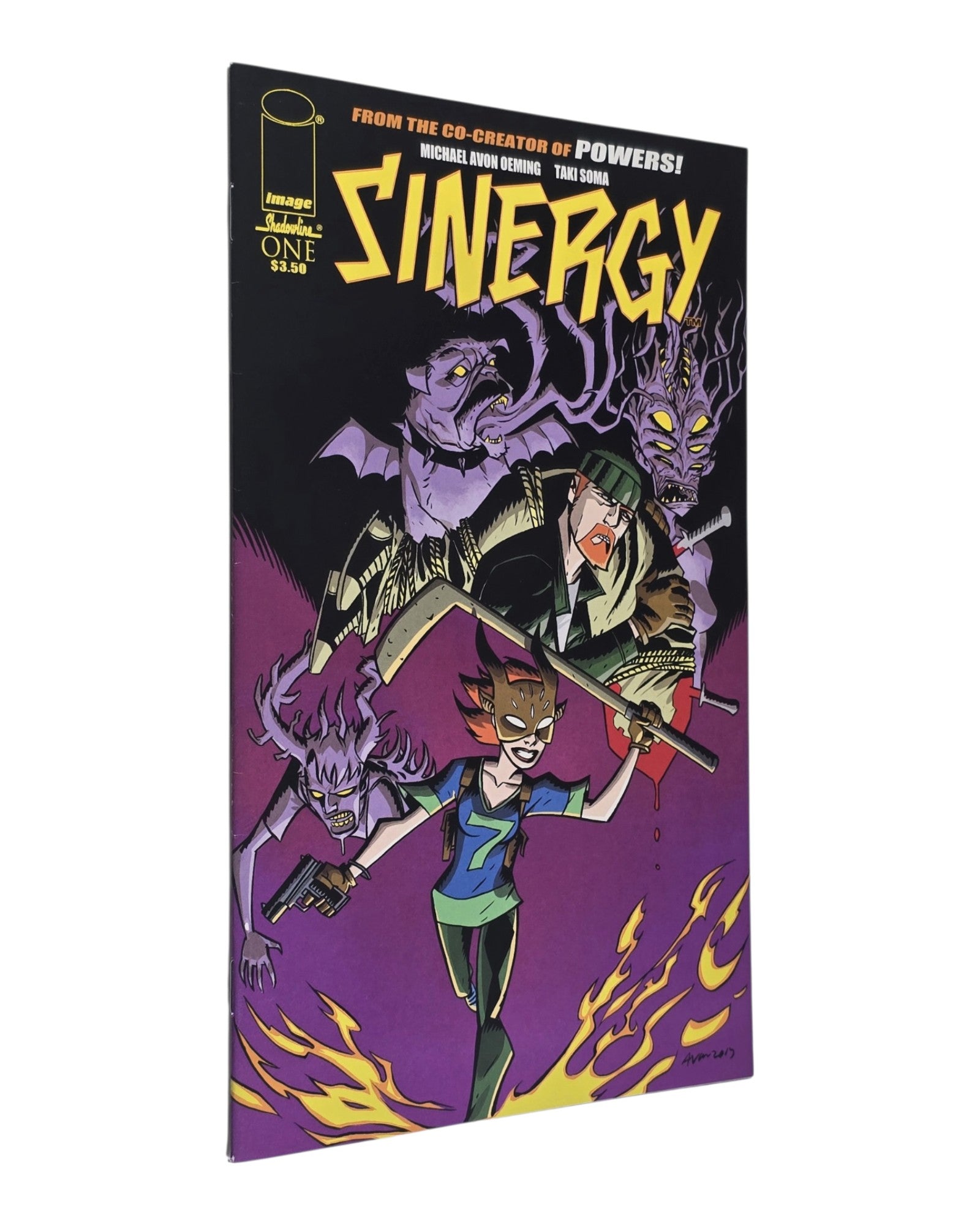 Sinergy #1, Michael Avon Oeming Cover, Image '14 — front cover, spine edge