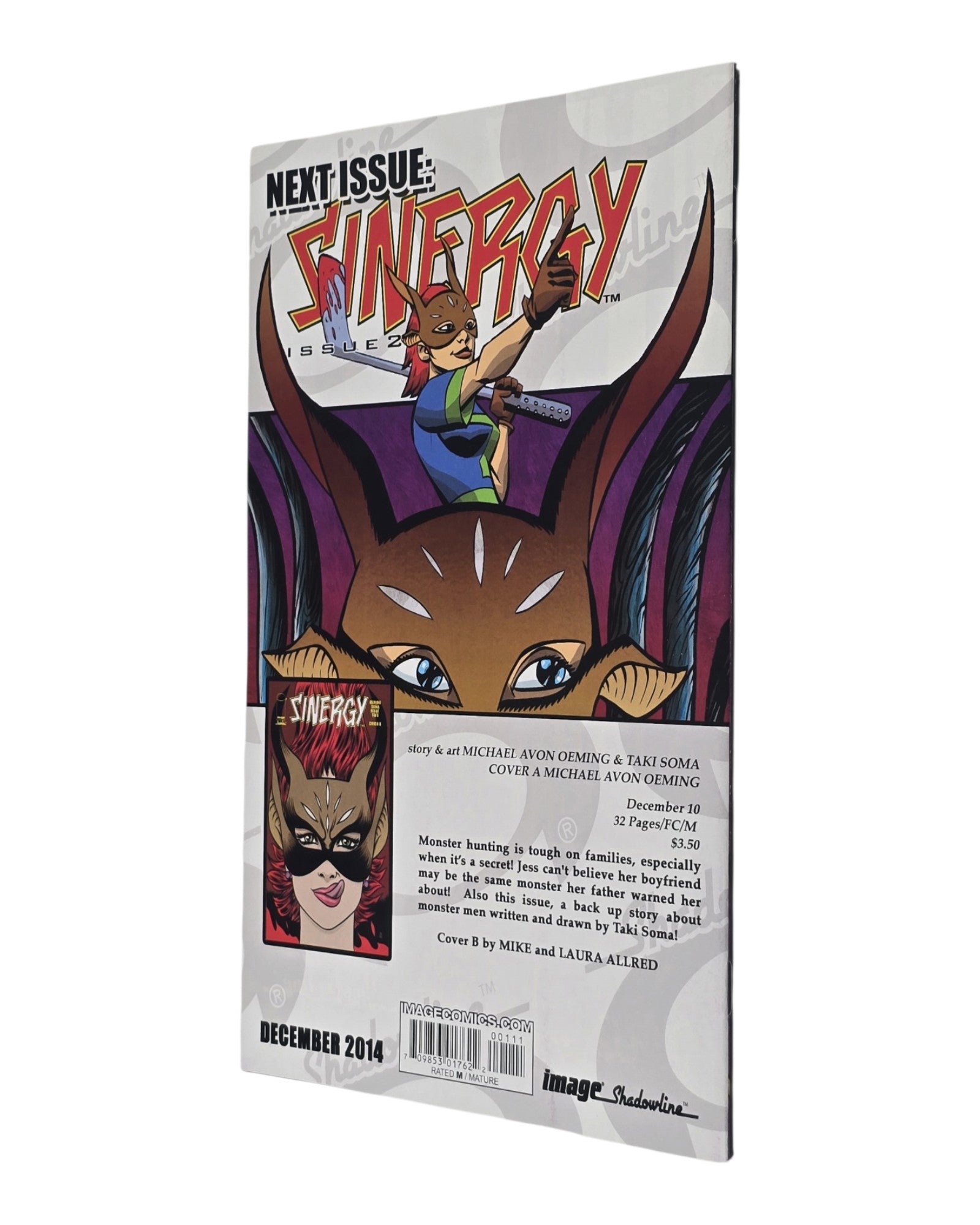 Sinergy #1, Michael Avon Oeming Cover, Image '14 — back cover, spine edge