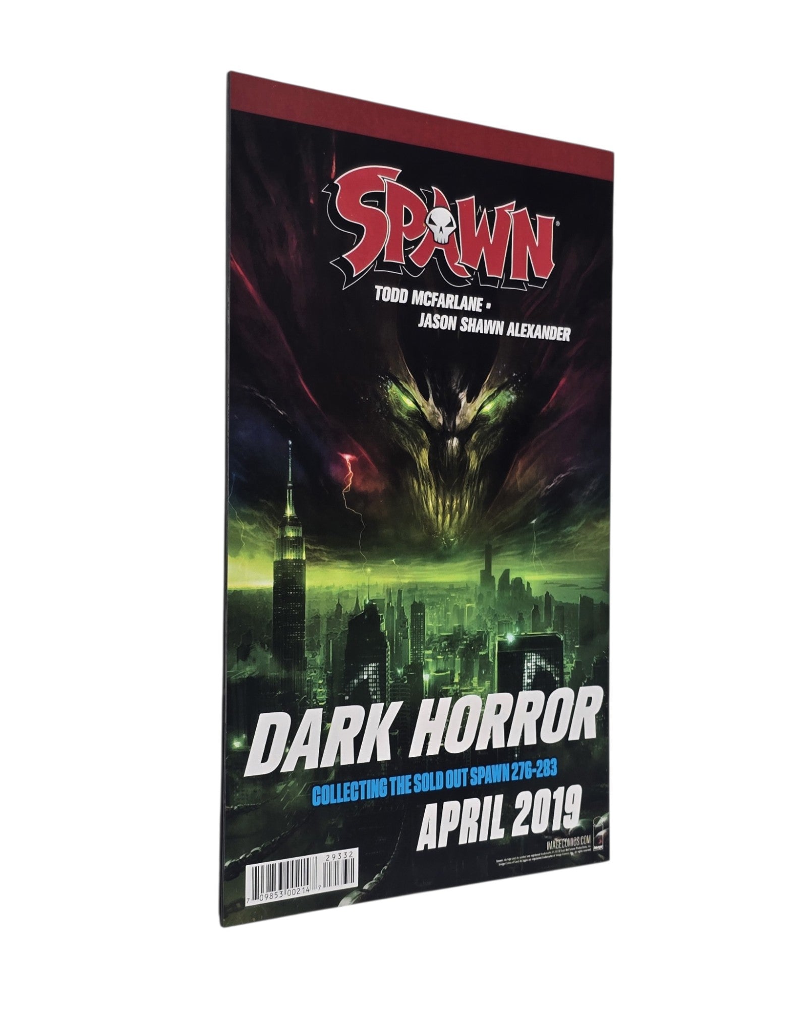 Spawn #293D, McFarlane & Mattina B&W Cover, Image '19 — back cover, fore edge