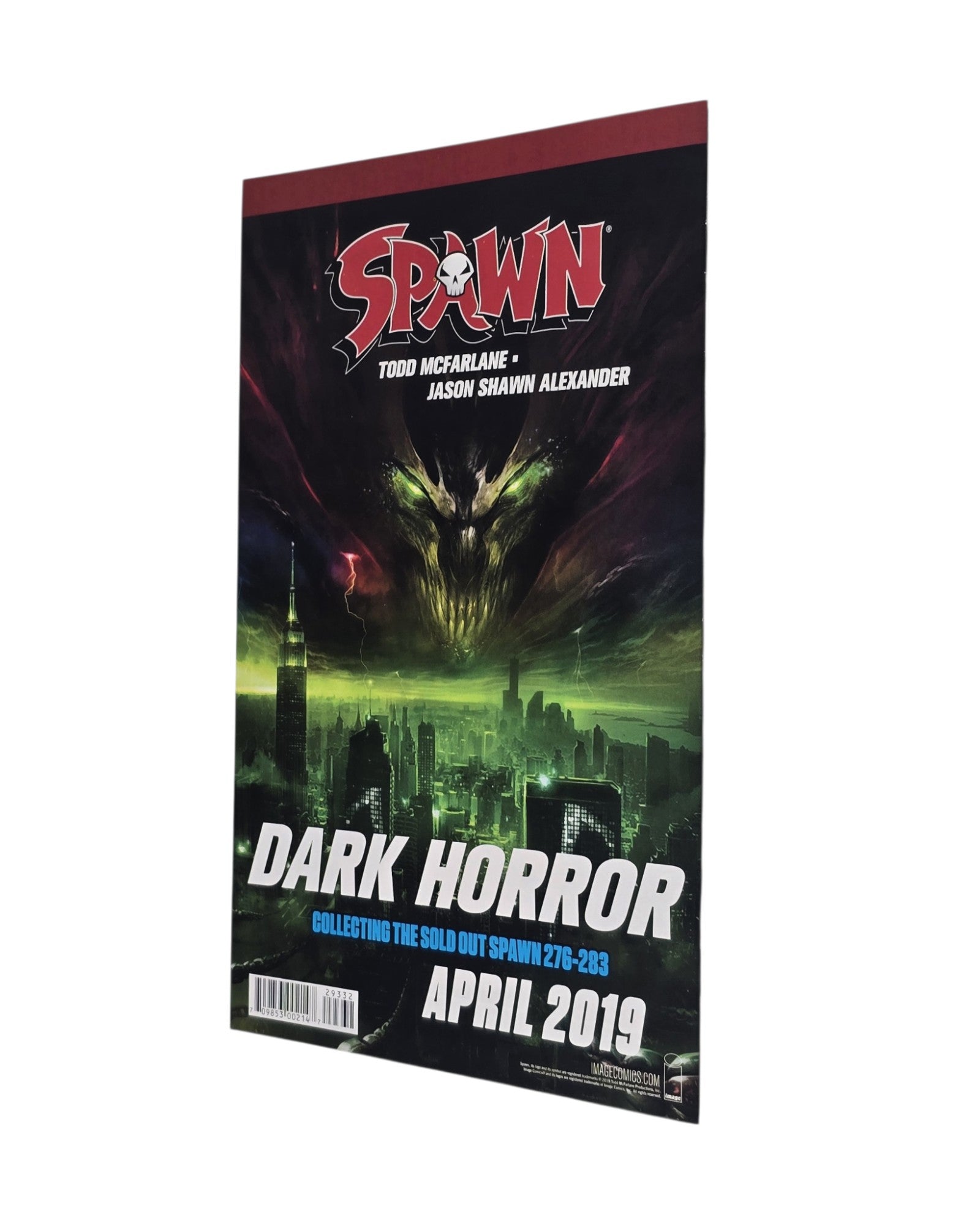 Spawn #293D, McFarlane & Mattina B&W Cover, Image '19 — back cover, spine edge