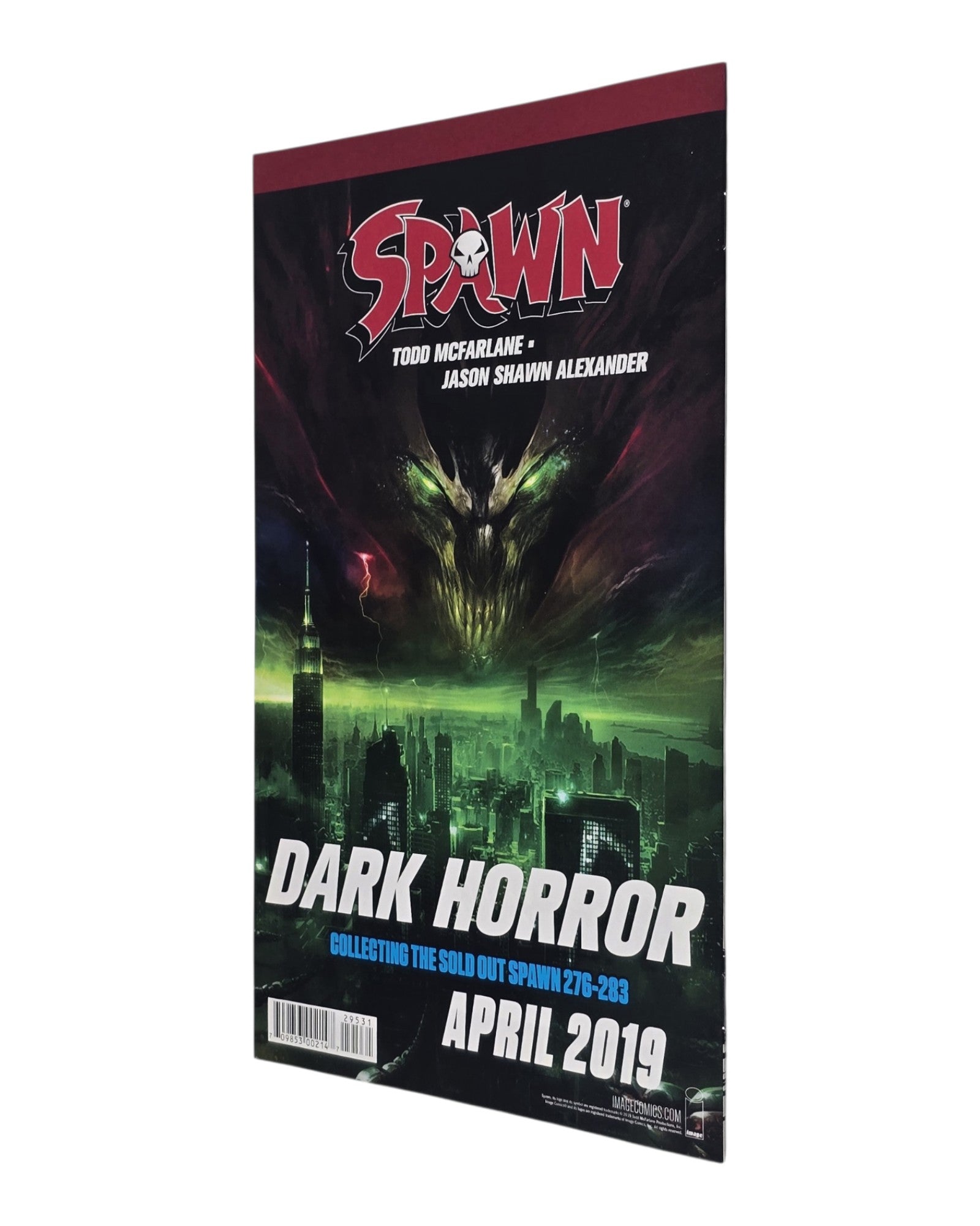 Spawn #295C, Todd McFarlane & Mattina B&W Variant, Image '19 — back cover, spine edge