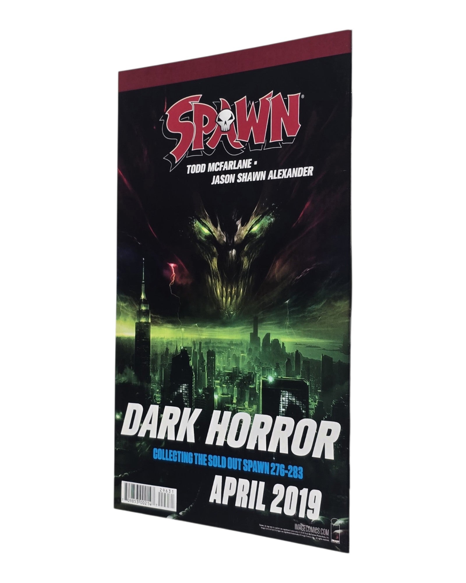 Spawn #296C, McFarlane & Mattina Black & White Cover, Image '19 — back cover, spine edge