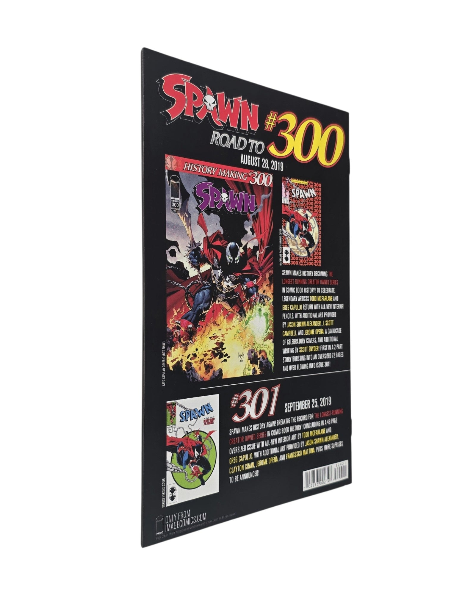 Spawn #299B, Todd McFarlane Virgin Cover, Image '19 — back cover, fore edge