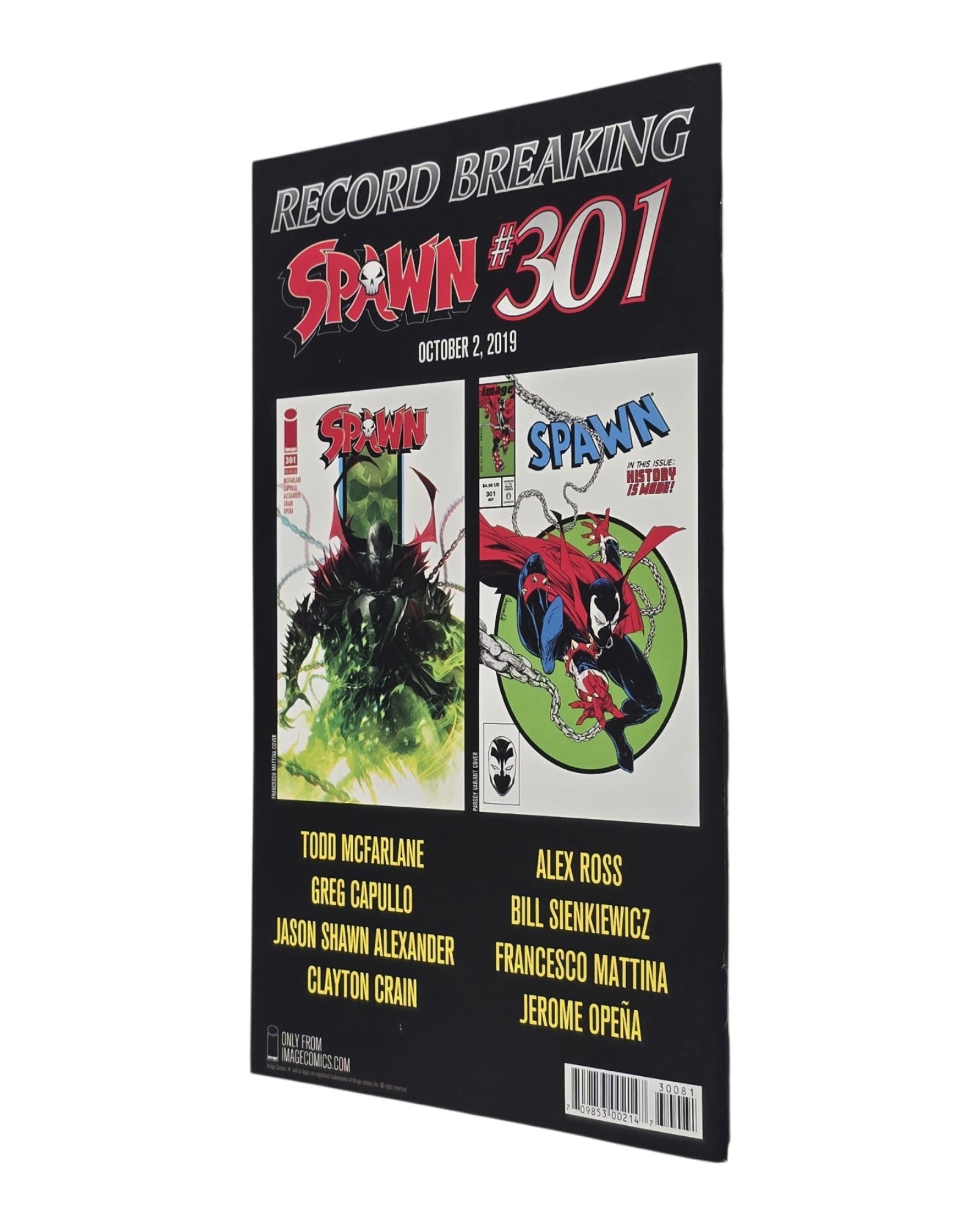 Spawn #300H, Jerome Opeña Cover, Image '19 — back cover, spine edge