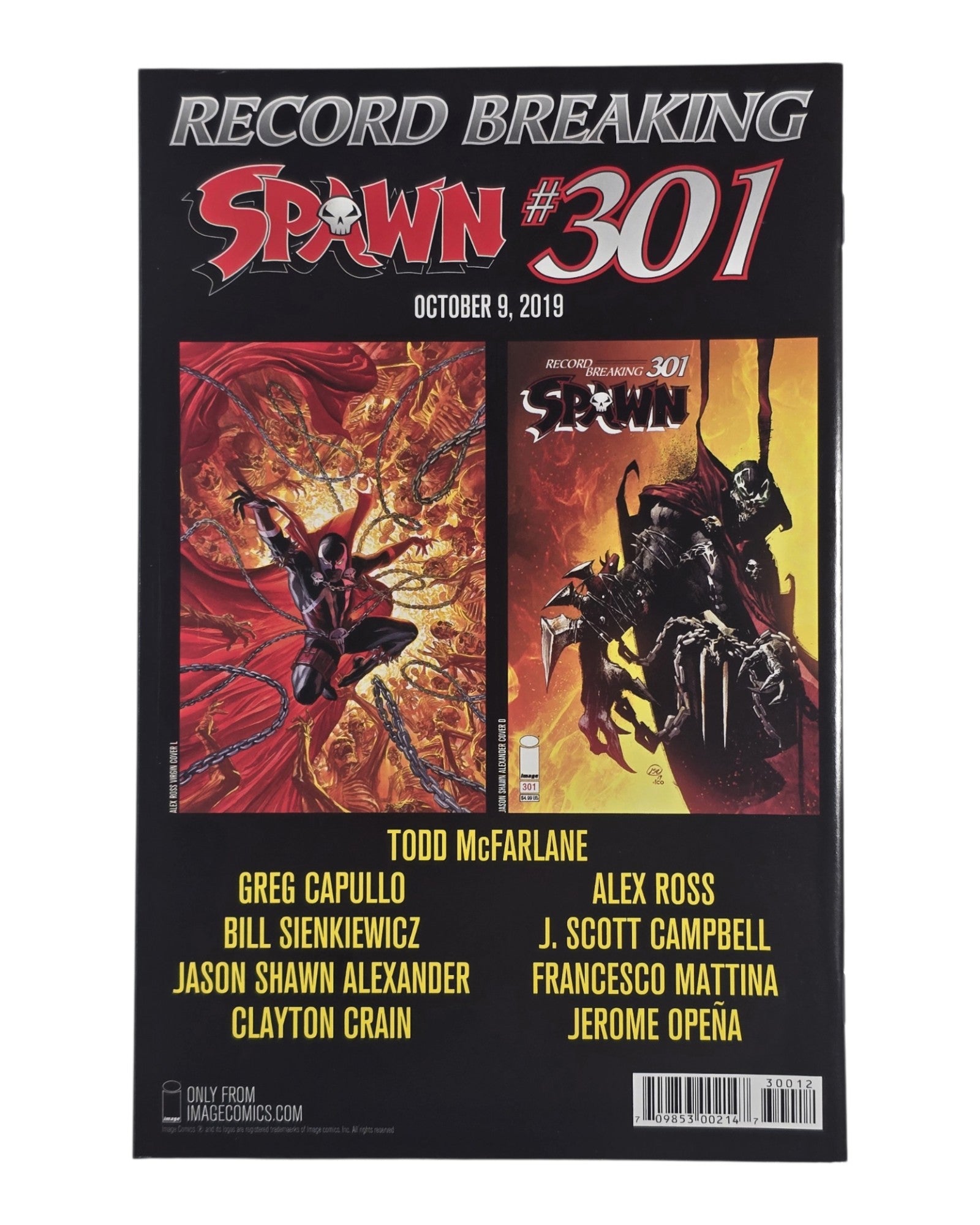 Spawn #300R, Todd McFarlane Cover, 2nd Print, Image '19 — back of package