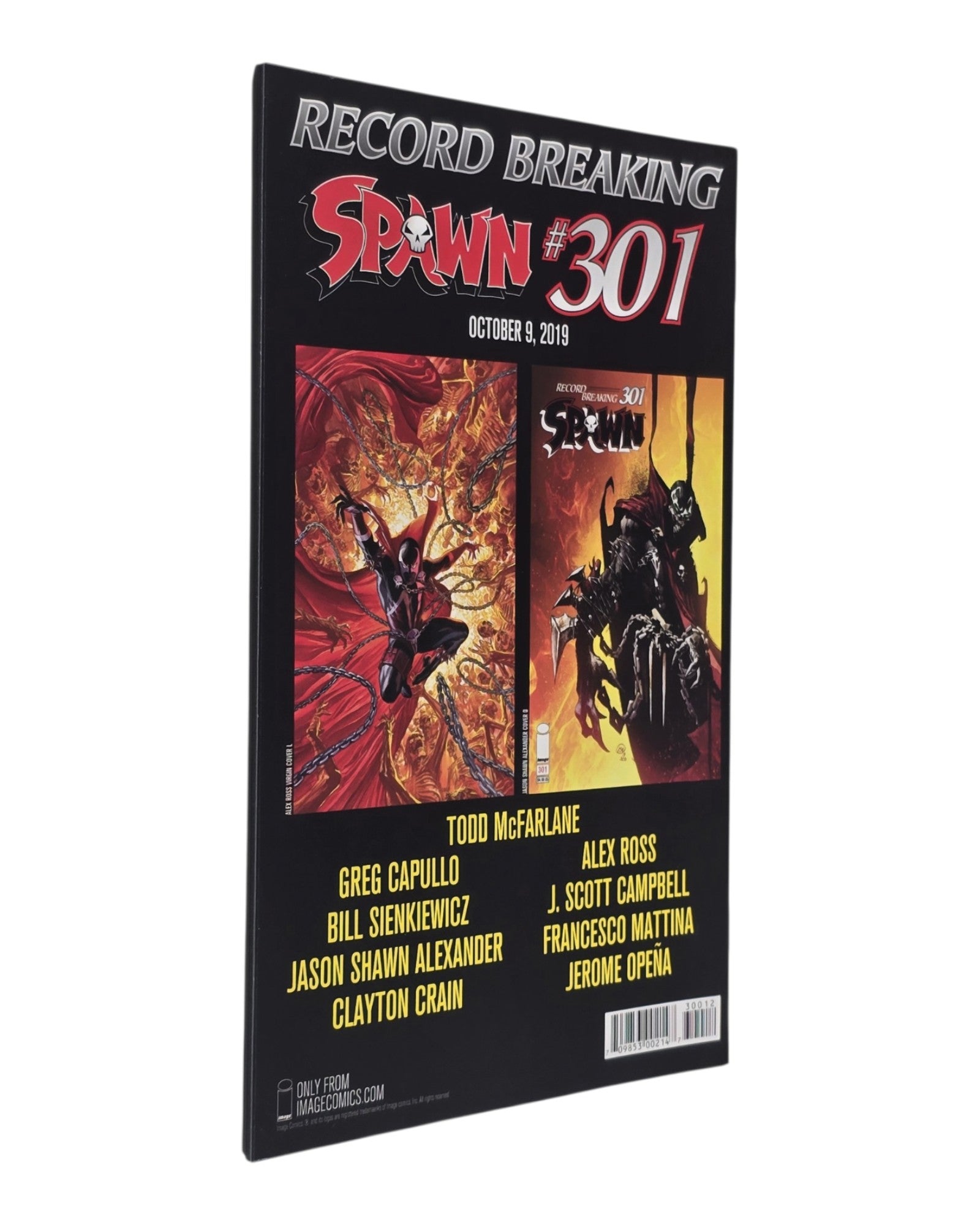 Spawn #300R, Todd McFarlane Cover, 2nd Print, Image '19 — back cover, fore edge