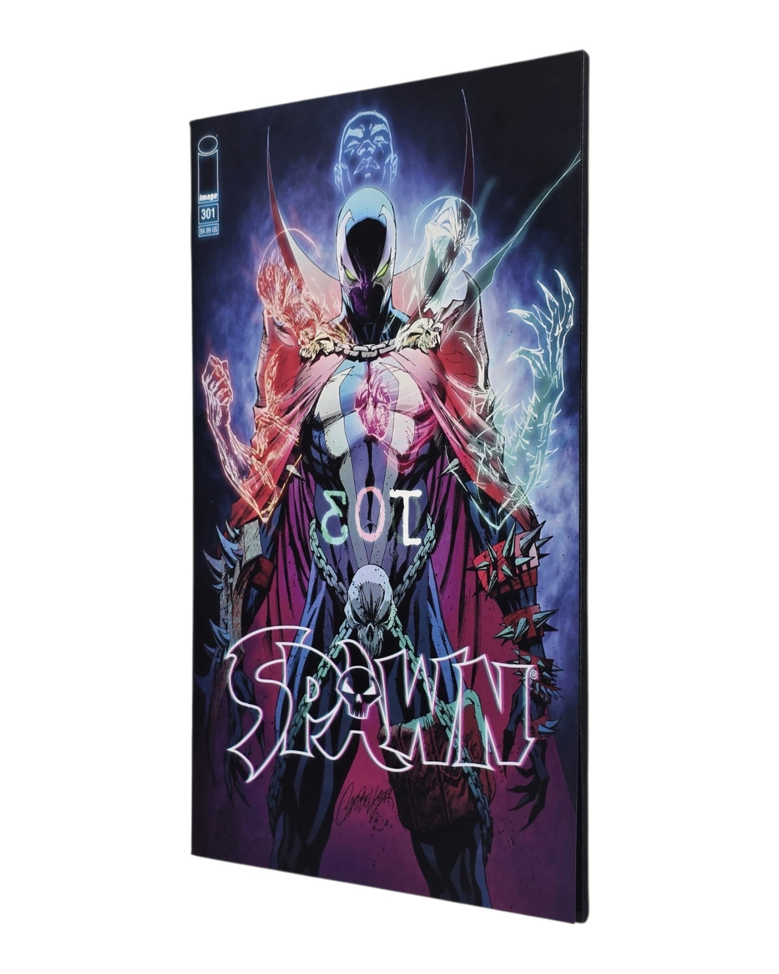 Spawn #301O, J. Scott Campbell Cover, Image '19 — front cover, fore edge
