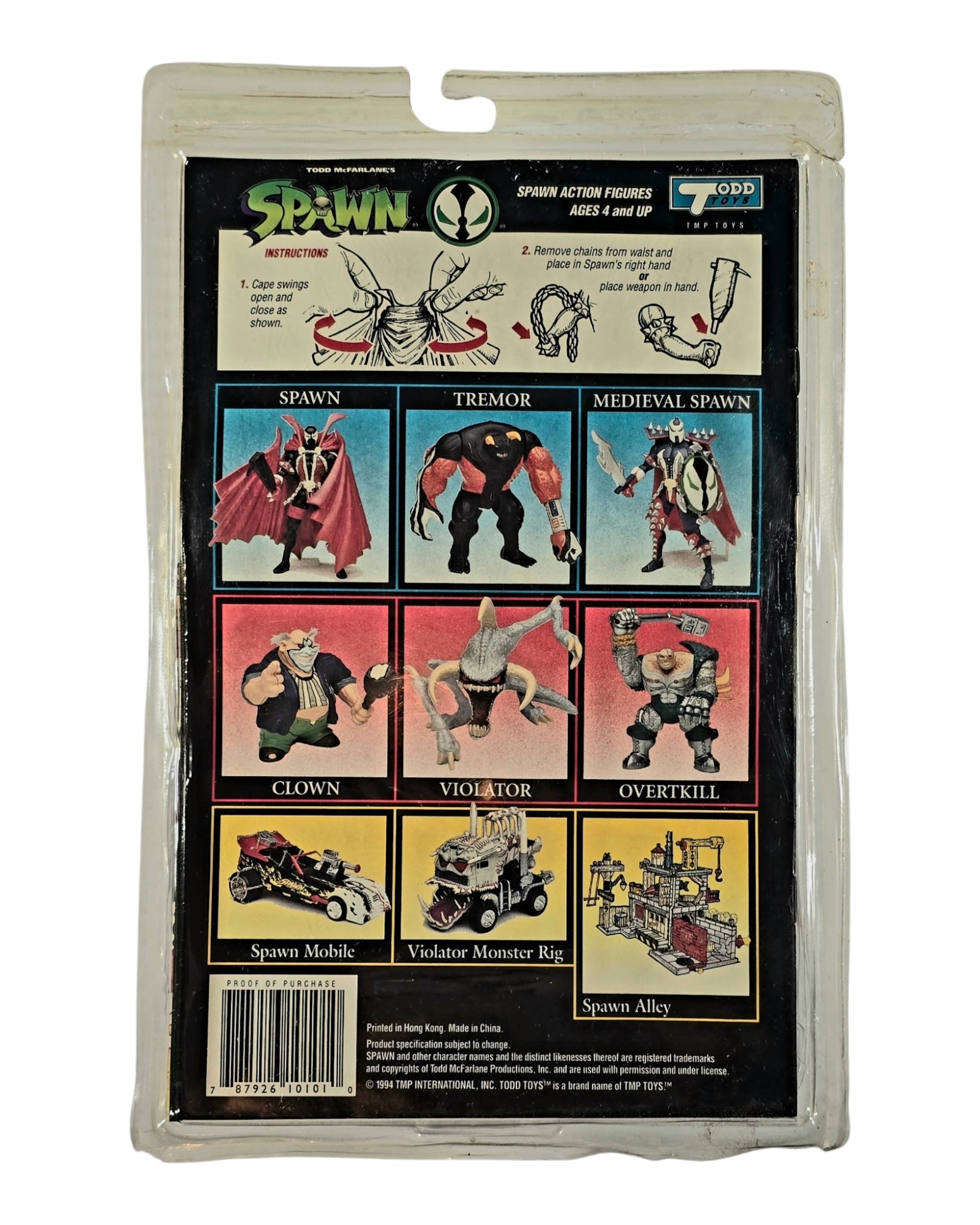 Spawn Series 1 Spawn, Mask Off Variant, Todd Toys '94 — back of package