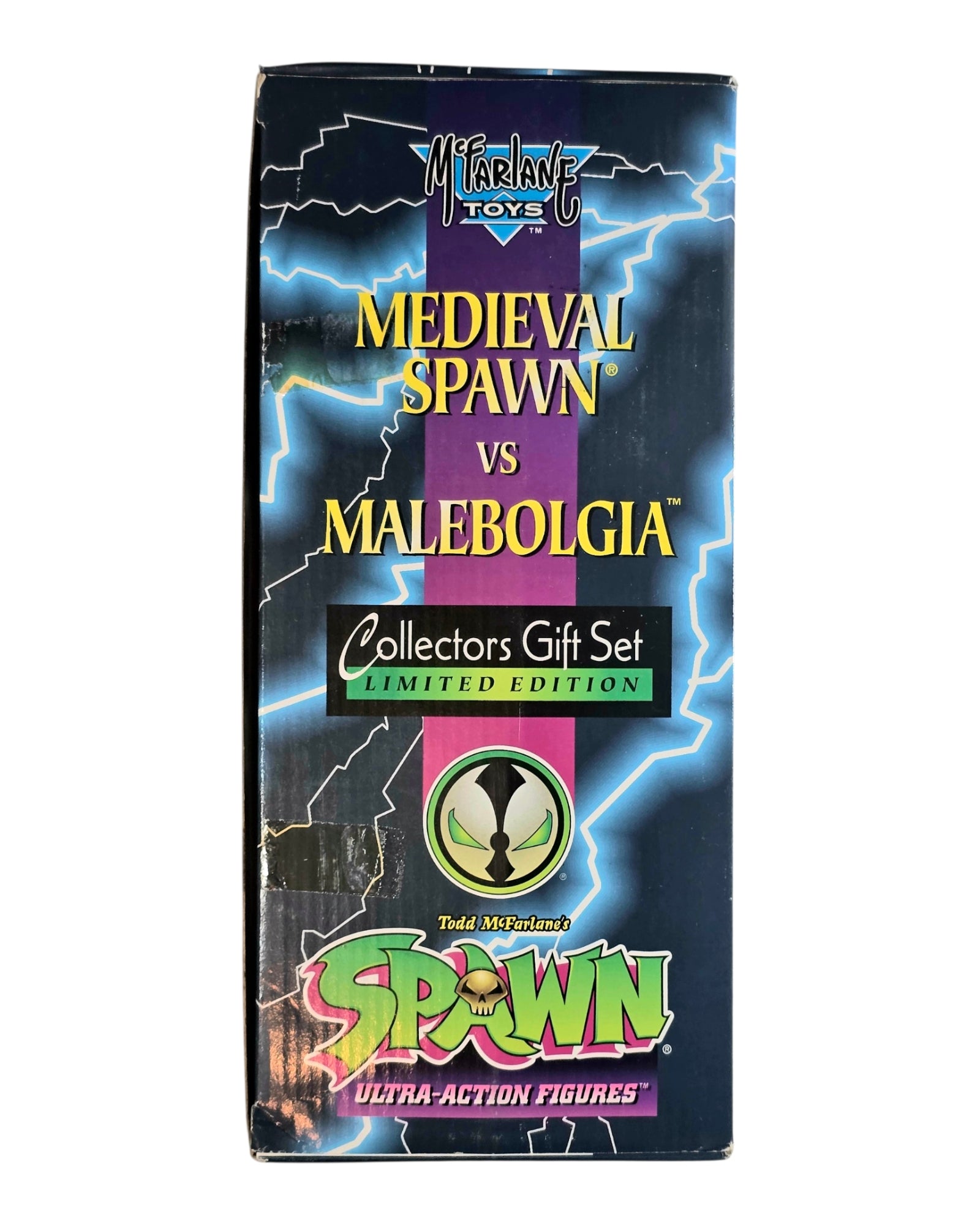 Spawn Medieval Spawn vs Malebolgia Collectors Gift Set, McFarlane '95 — left edge of package