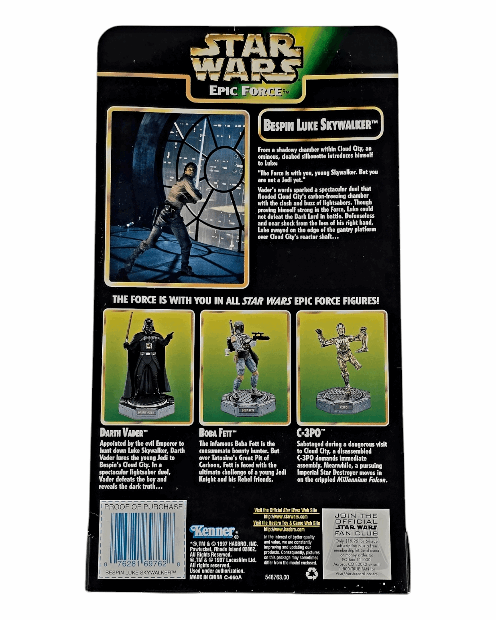 Star Wars POTF, Epic Force Bespin Luke Skywalker, Hasbro